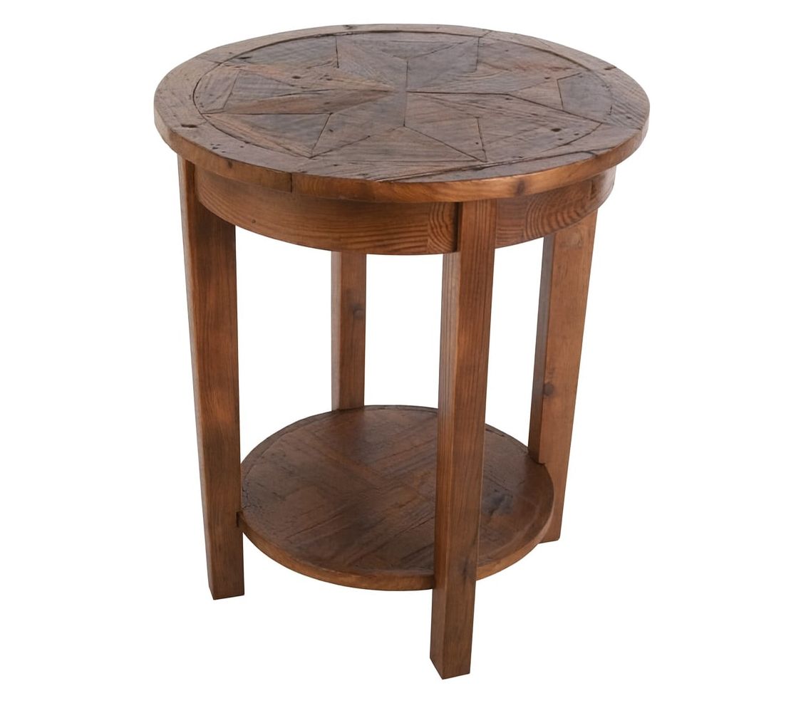 Alaterre Furniture Revive Round Wood End Tablewith Starburst