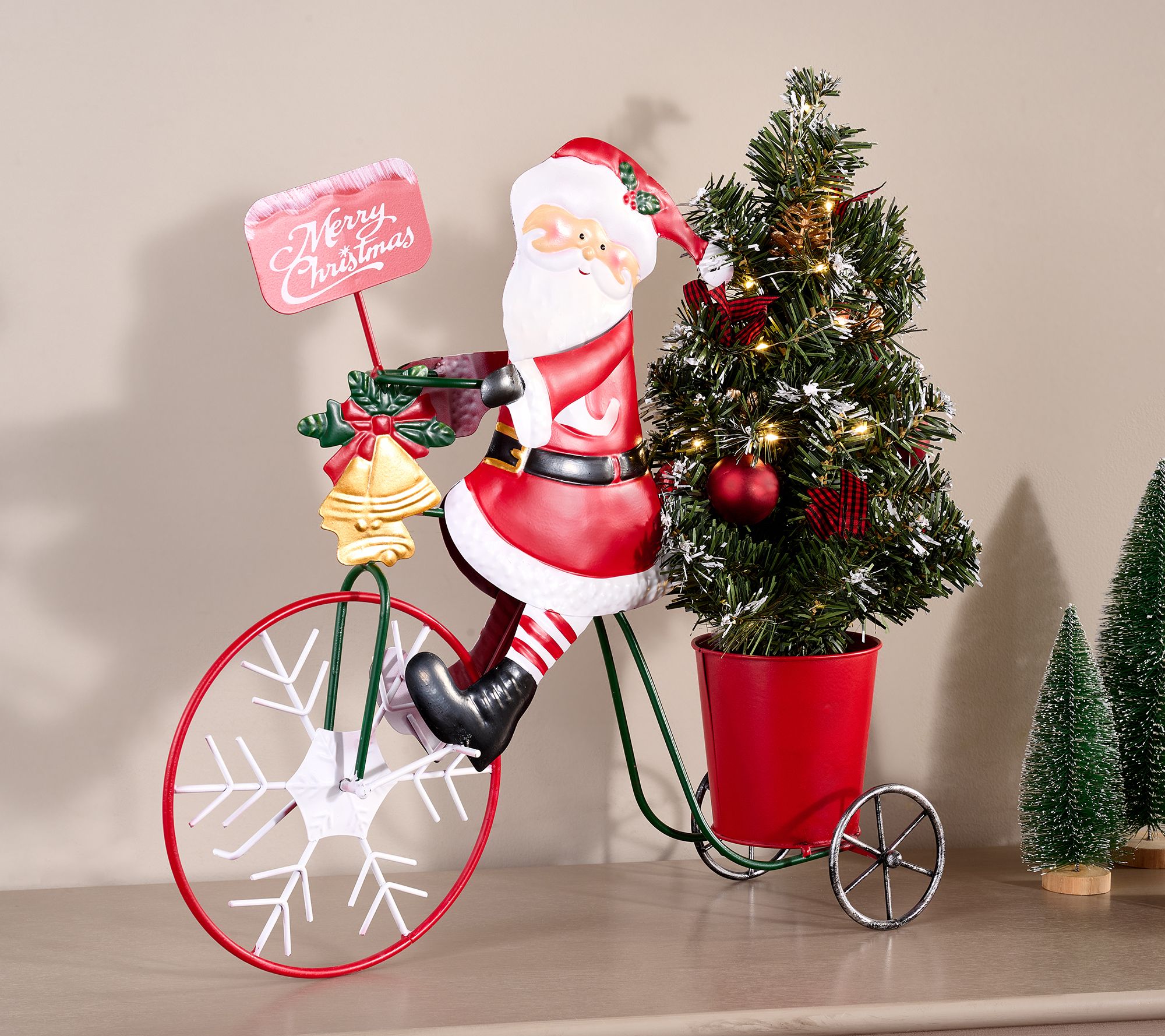 "As Is" Holiday Figure on Tricycle w Lit Tree by Valerie