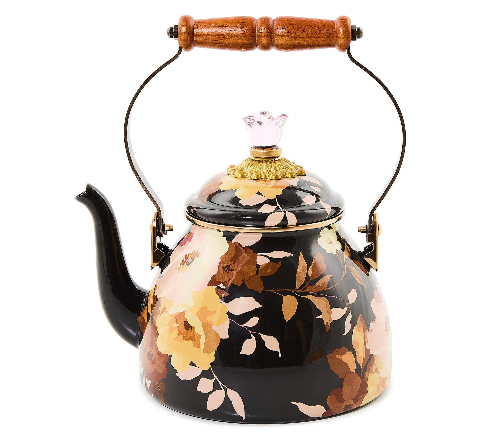"As Is" MacKenzie- Childs 2-Quart Wild Rose Tea Kettle