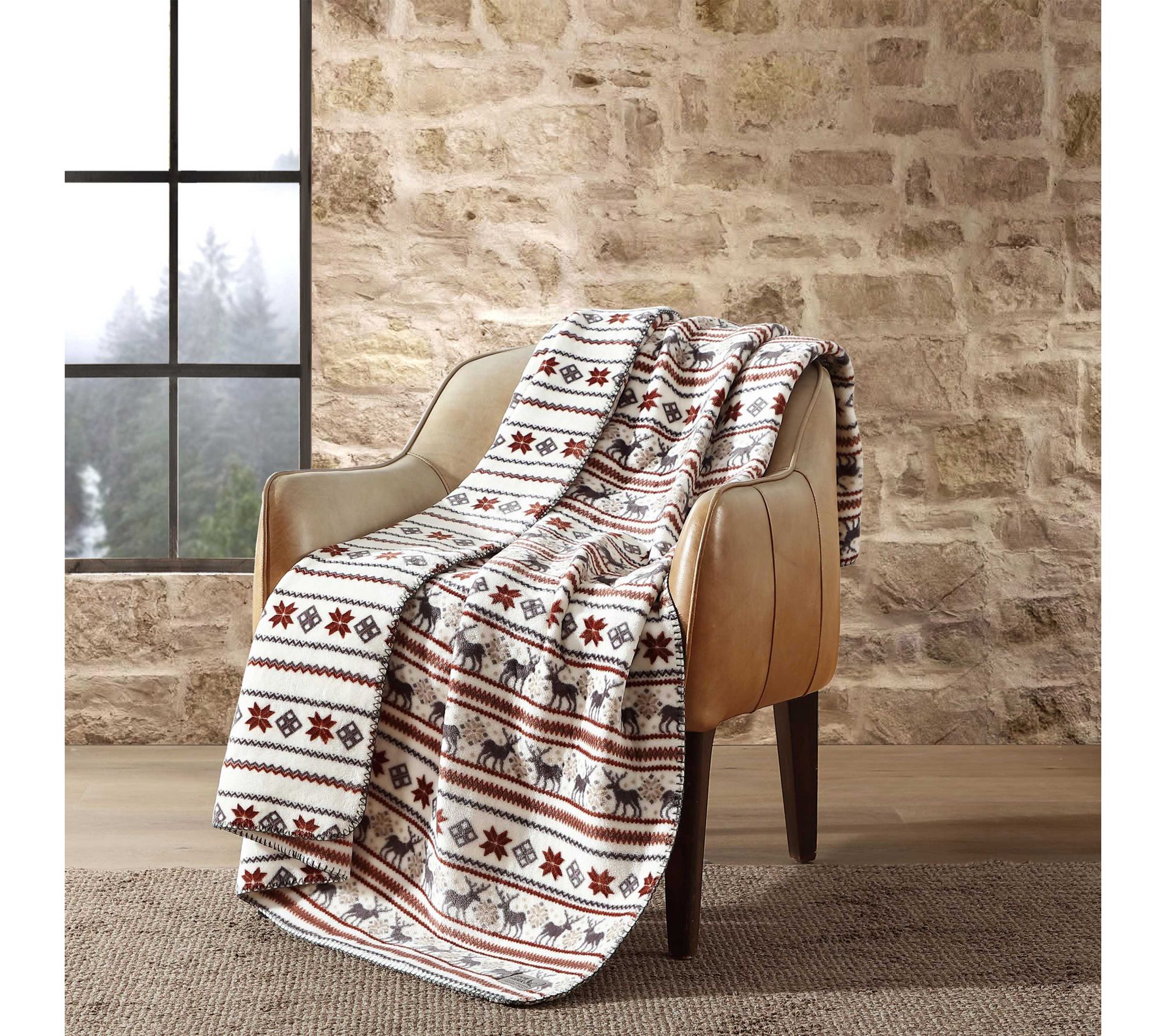 Eddie Bauer Snowflakes Reversible Lush Flannel60x70 Throw