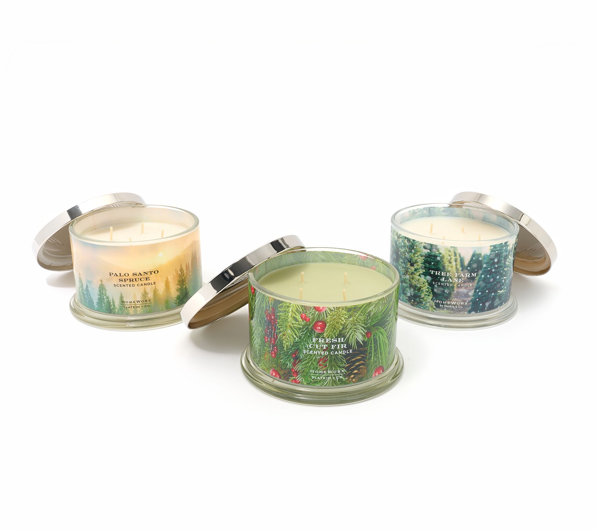 HomeWorx by Slatkin + Co. S/3 18oz Candle Enchanted Evergreen