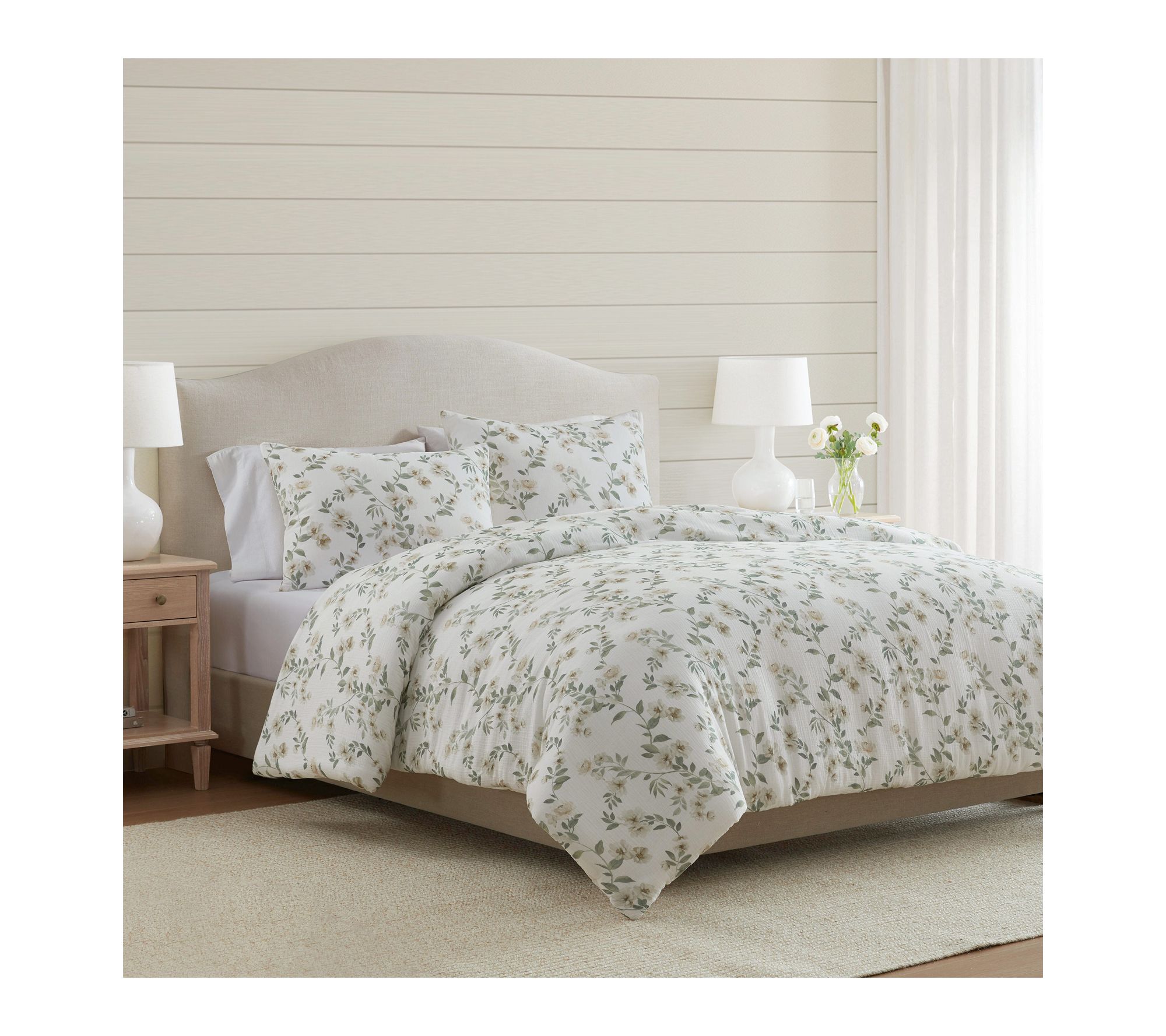 Martha Stewart Hazel Beige Cotton Queen Comforter Set