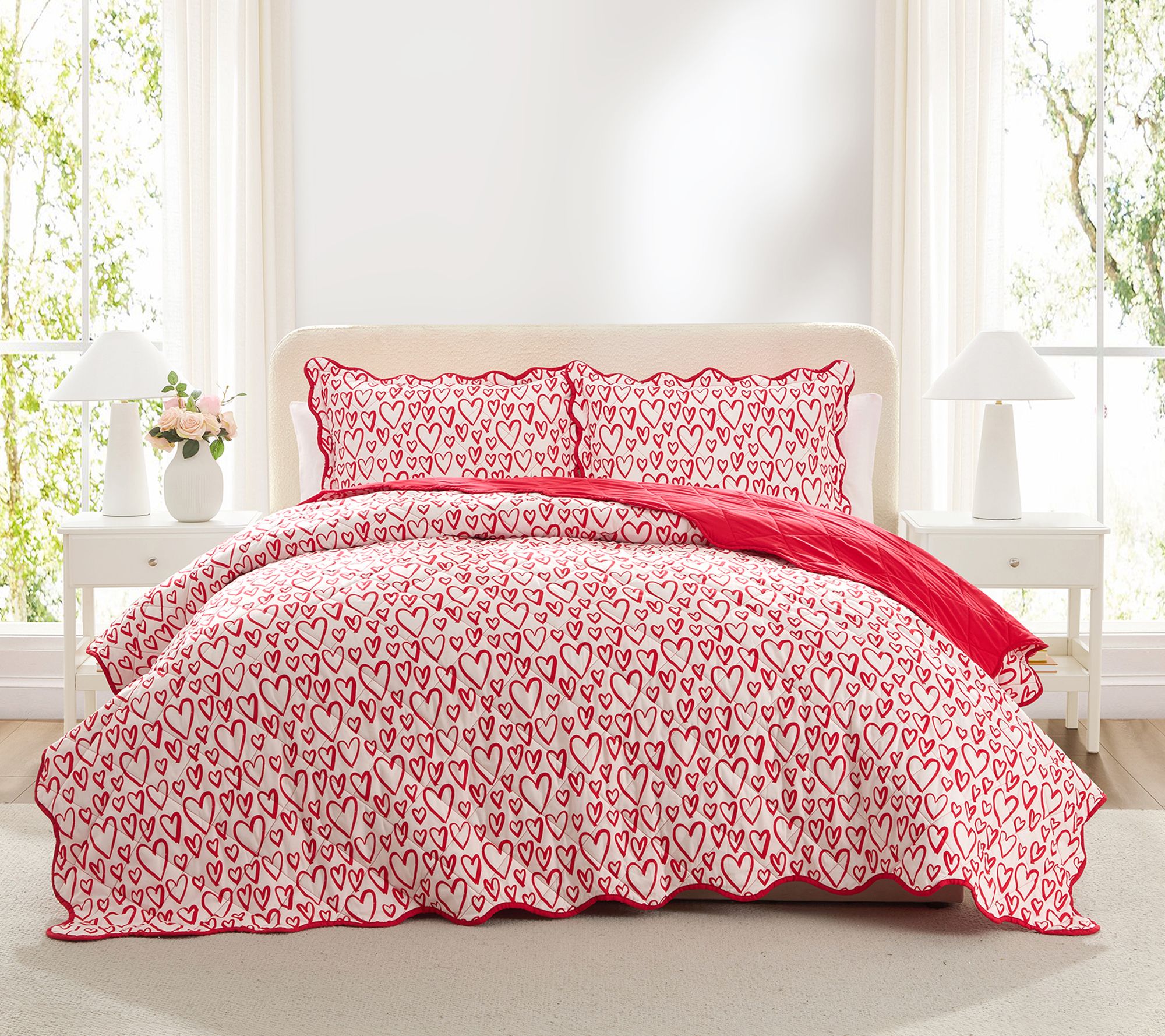 Hallmark Heart Strings 3-Piece Red/Multicolor Quilt Set, King