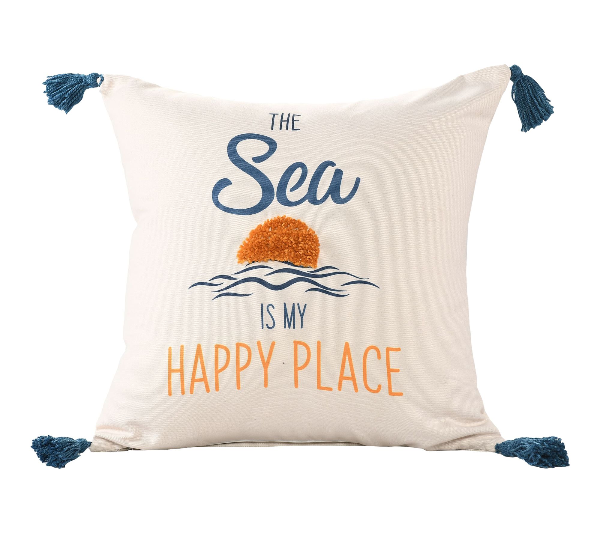 Ox Bay Navy/Cream Graphic Print Polyester Pillow, 20" x 20"