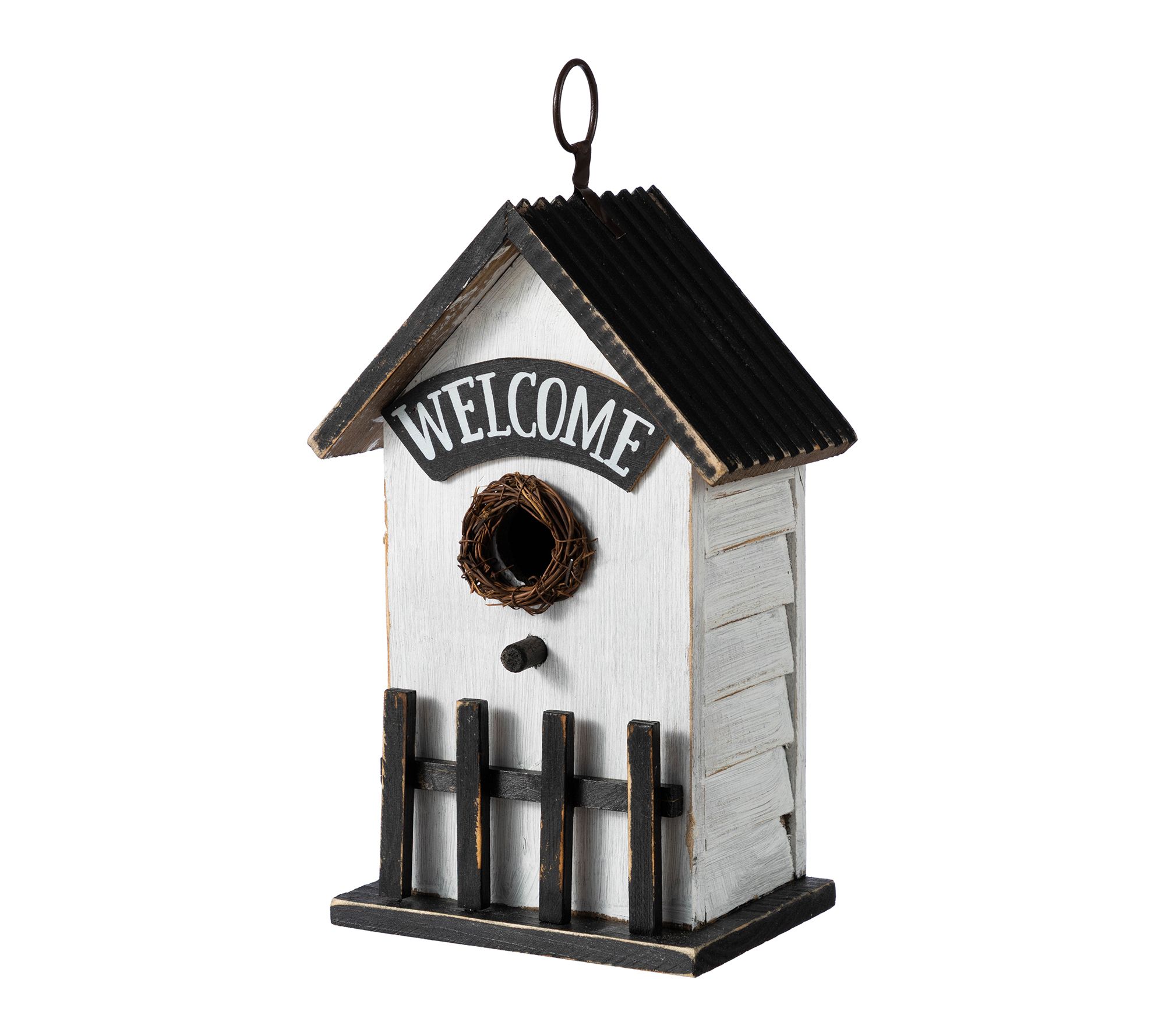 Glitzhome 11"H Solid Wood Fence Outdoor GardenBirdhouse