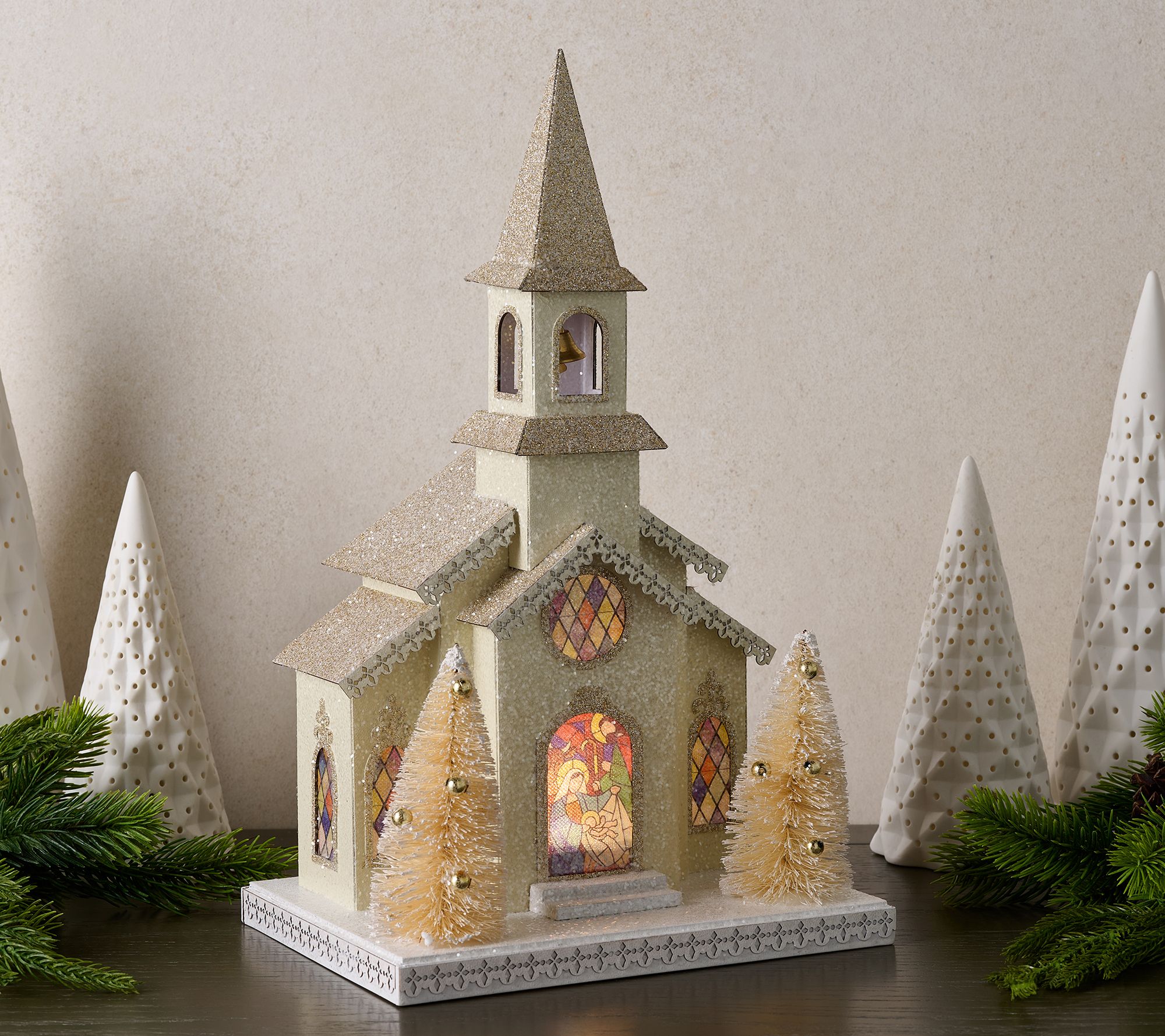 Illuminated Vintage Paper Church by Valerie