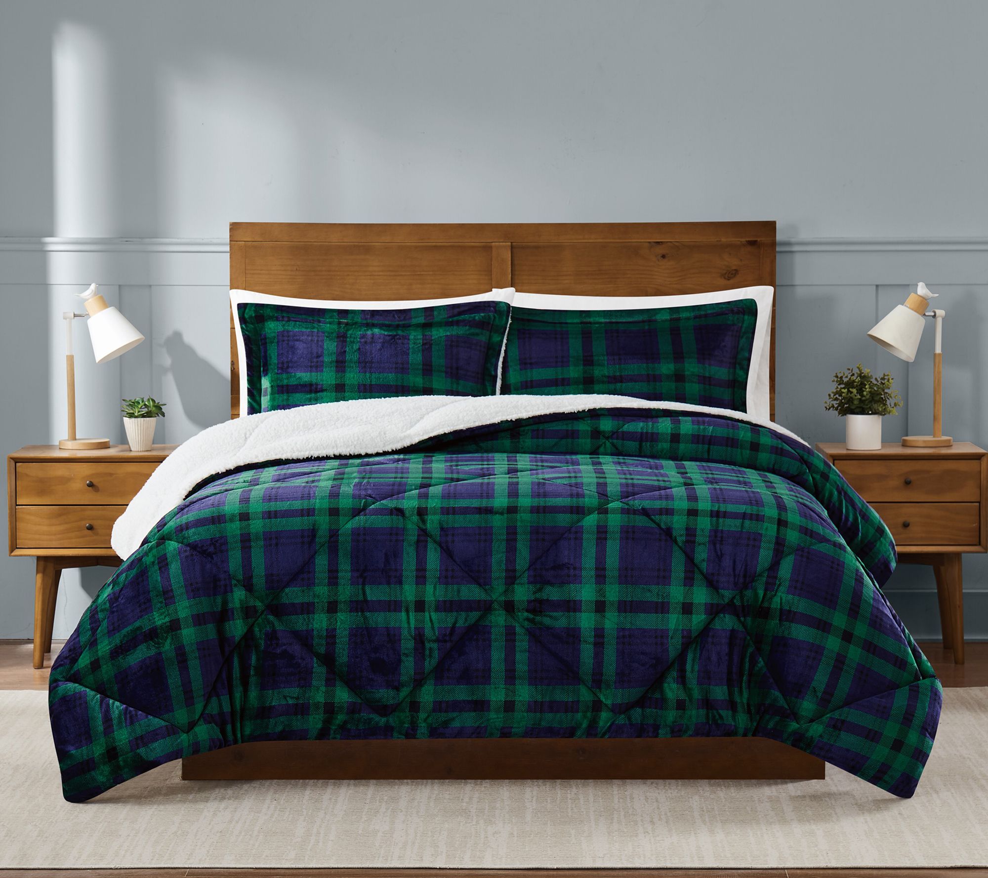 Truly Soft Cuddle Warmth Tartan Plaid Twin XL Comforter Set