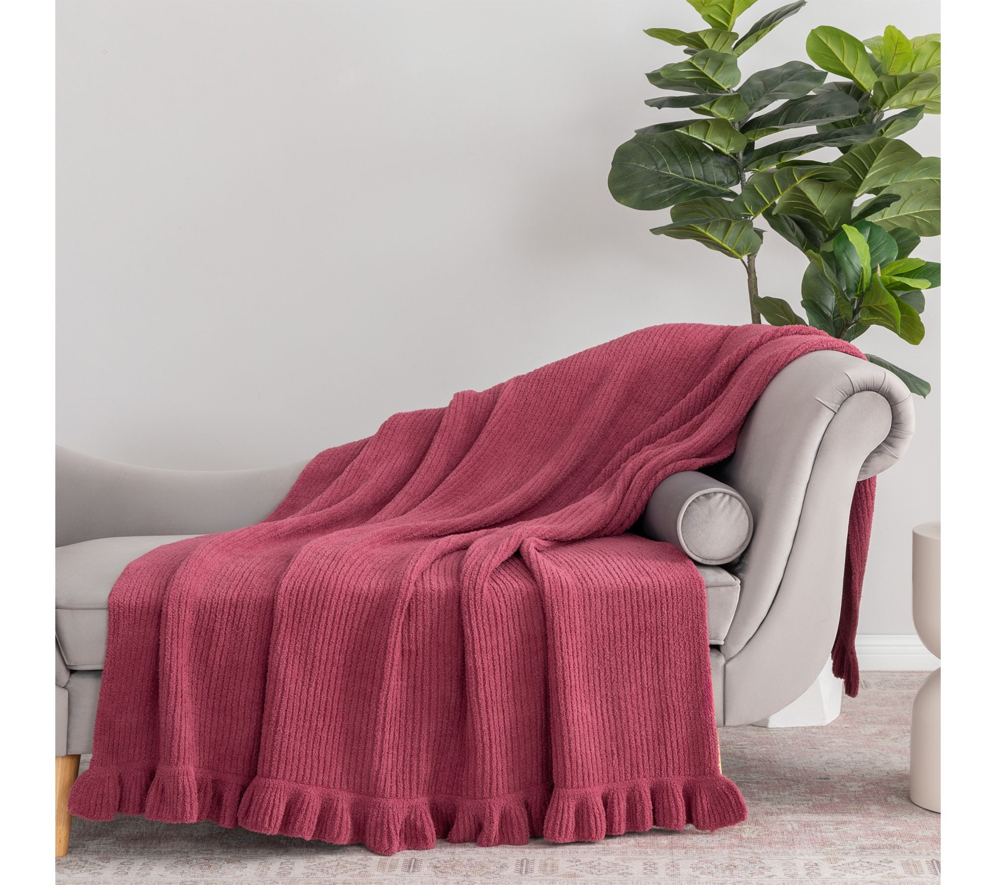 "As Is" Berkshire 60x80 Oversized Hartford Knit Throw w/ Ruffle