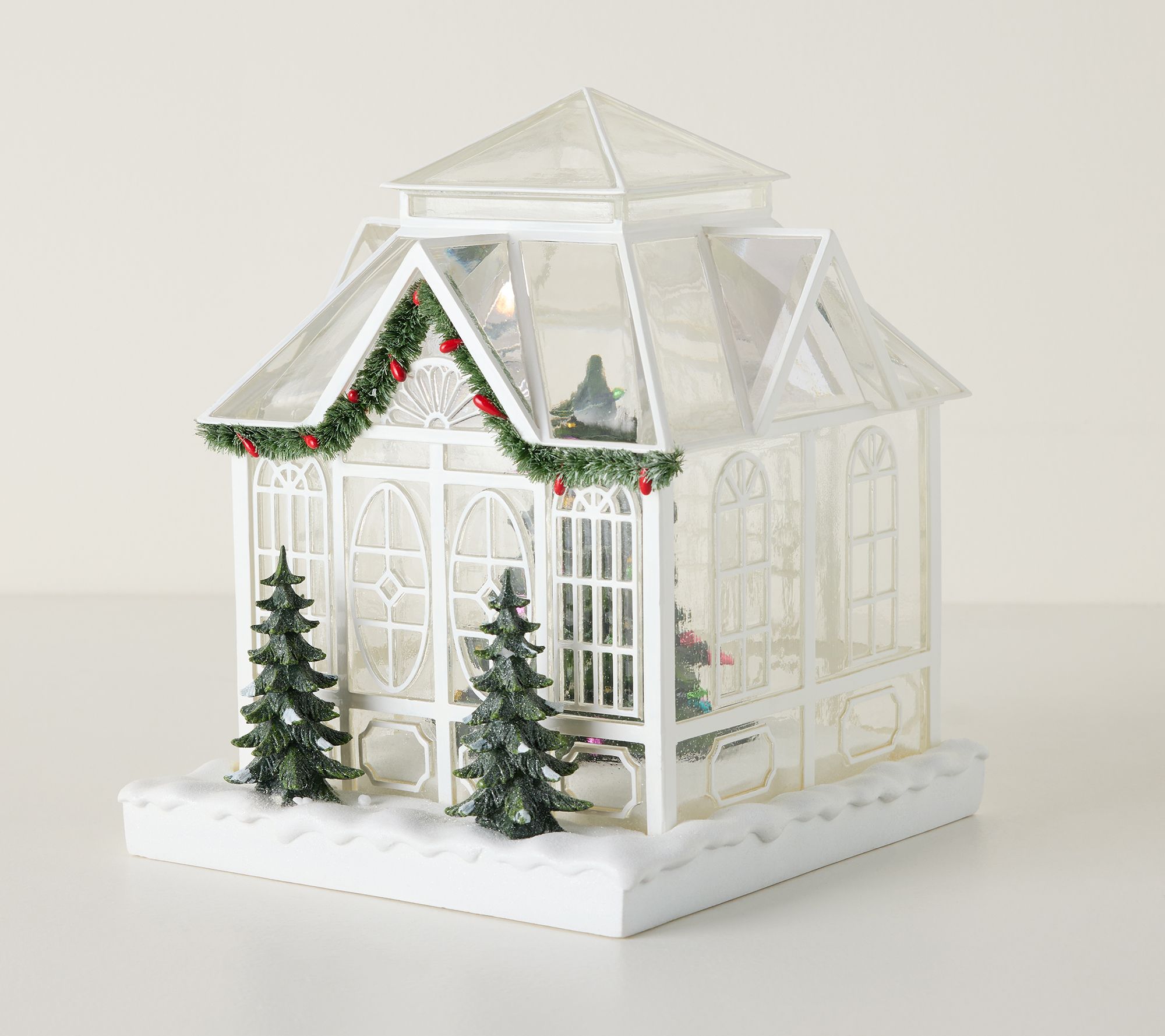 Winter Garden Lit Snow-Dusted Solarium with Trees by Valerie