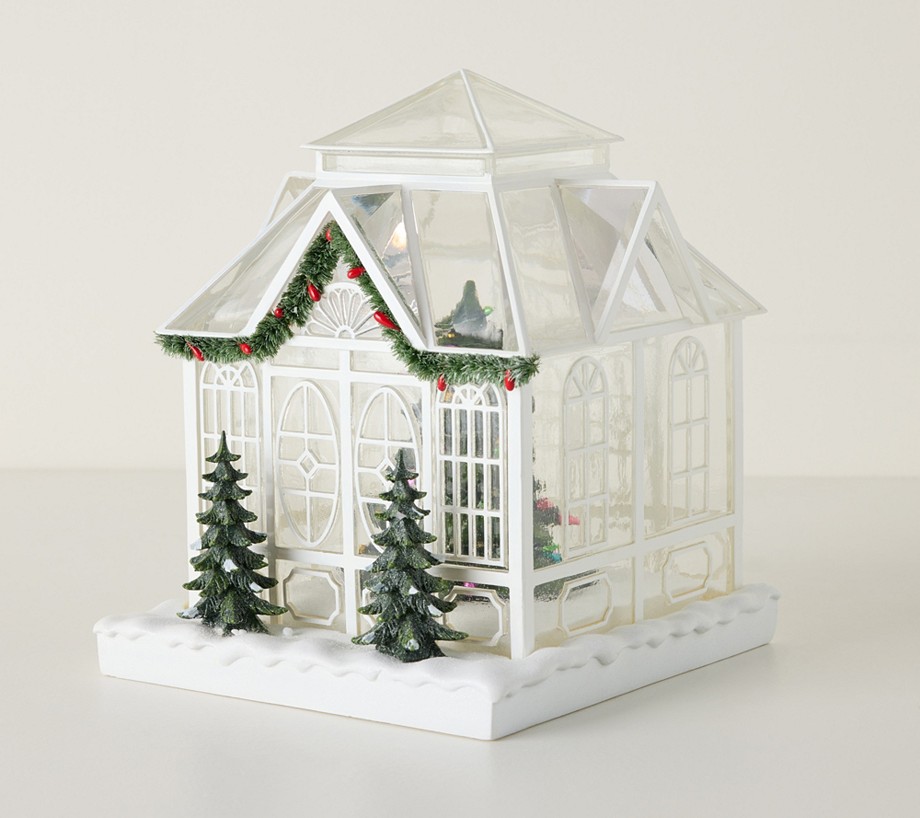 Winter Garden Lit Snow-Dusted Solarium with Trees by Valerie