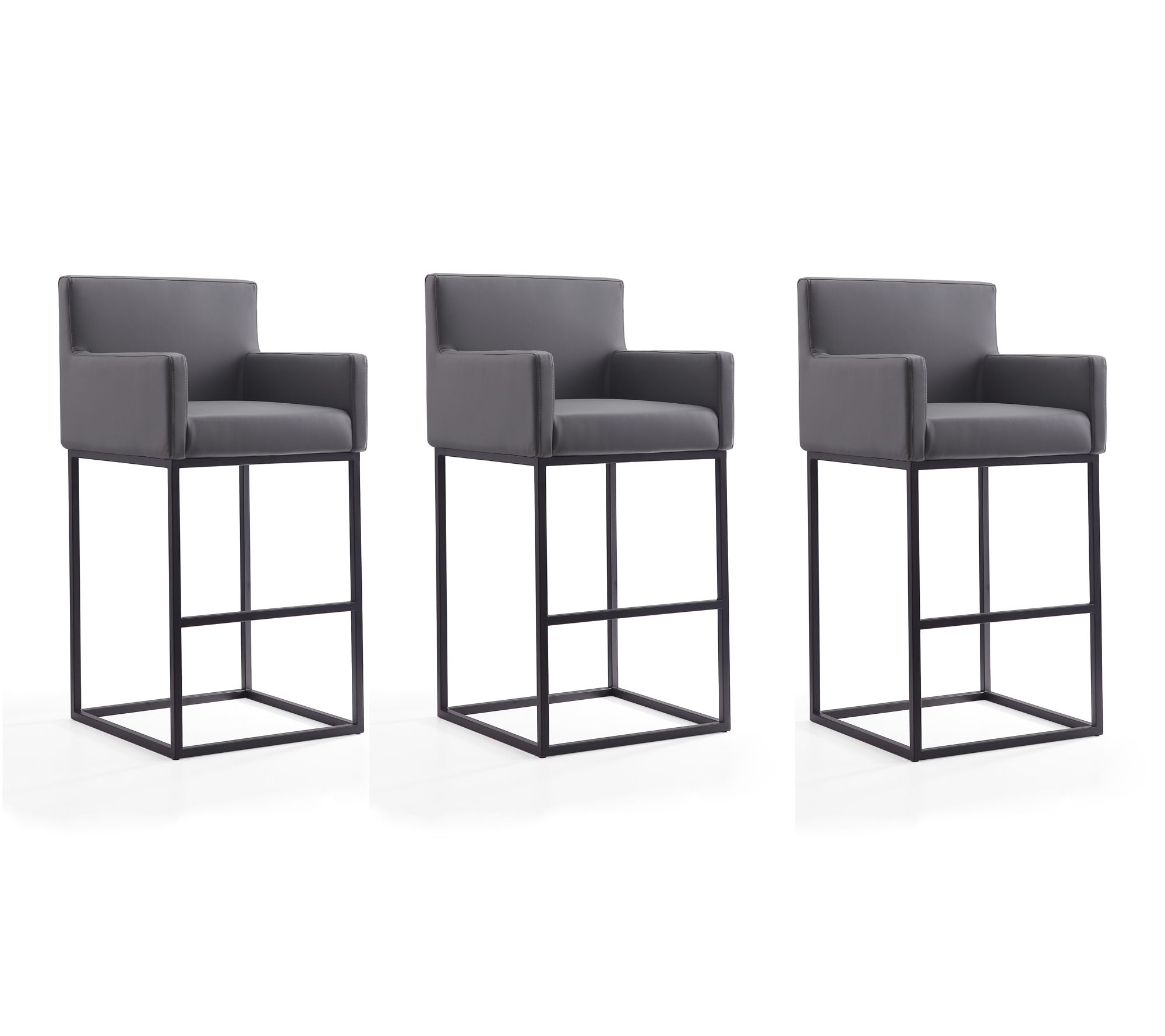 Manhattan Comfort Ambassador Upholstered Barstool - Set of 3