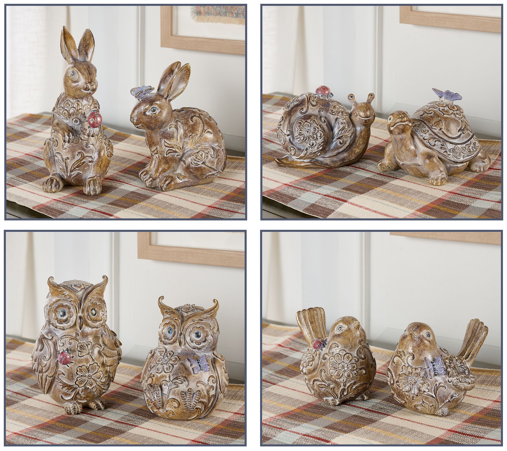 Set of 2 Embossed Garden Friends Figures by Valerie