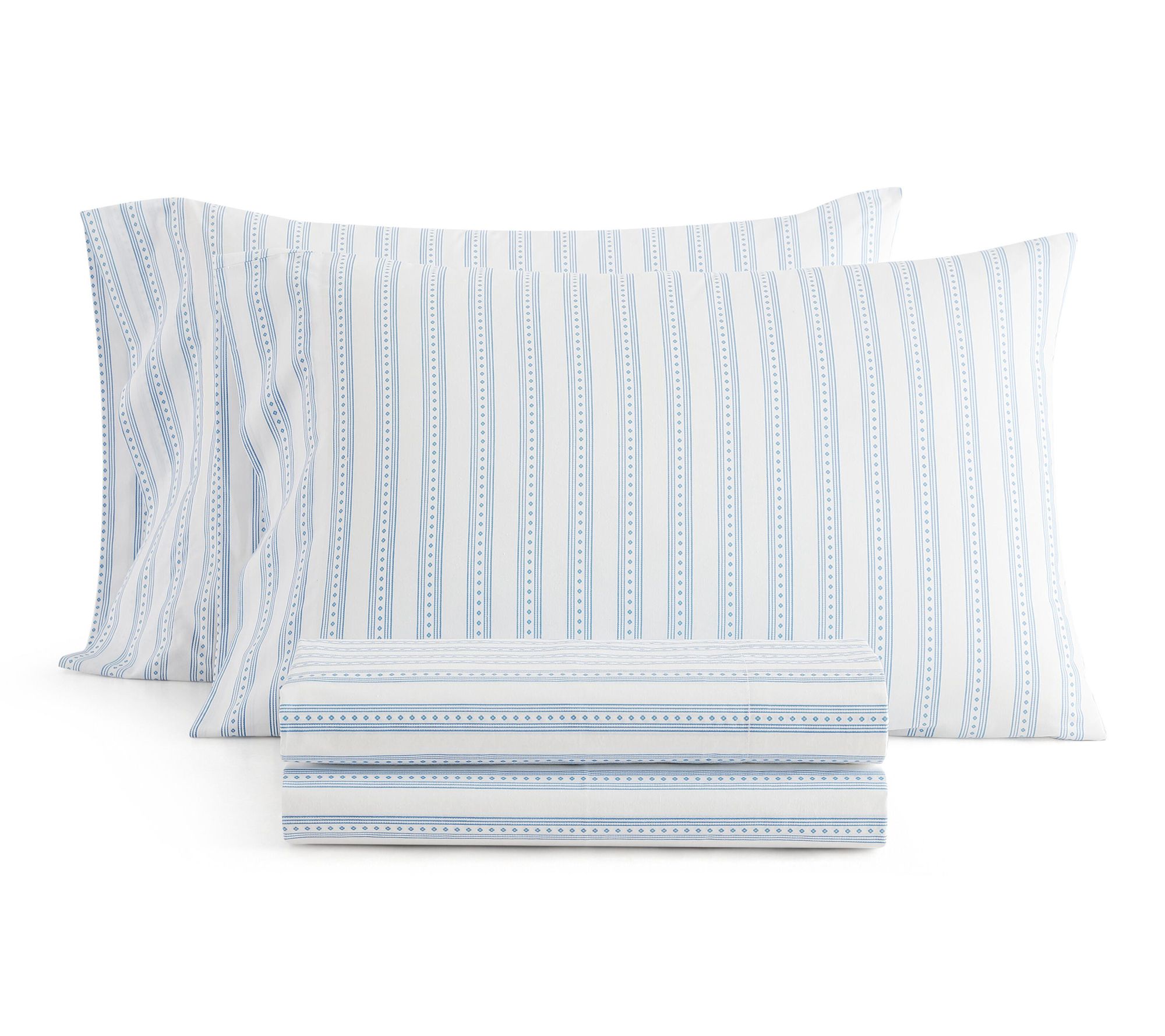Martha Stewart Francesca Stripe White/Blue TwinSheets