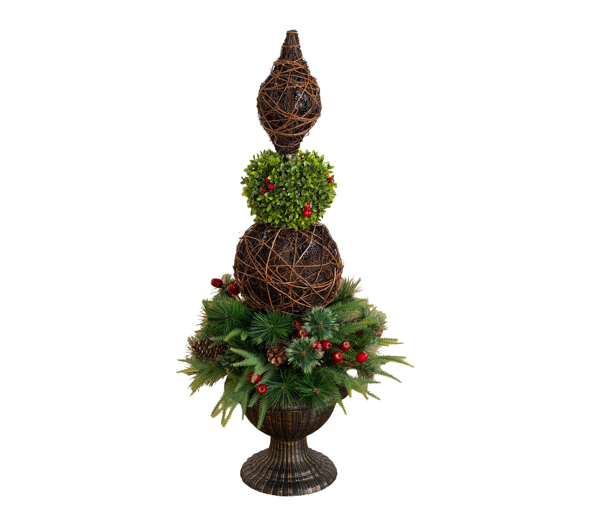 3-ft Boxwood Ornament Christmas Tree with 70 LED Lights