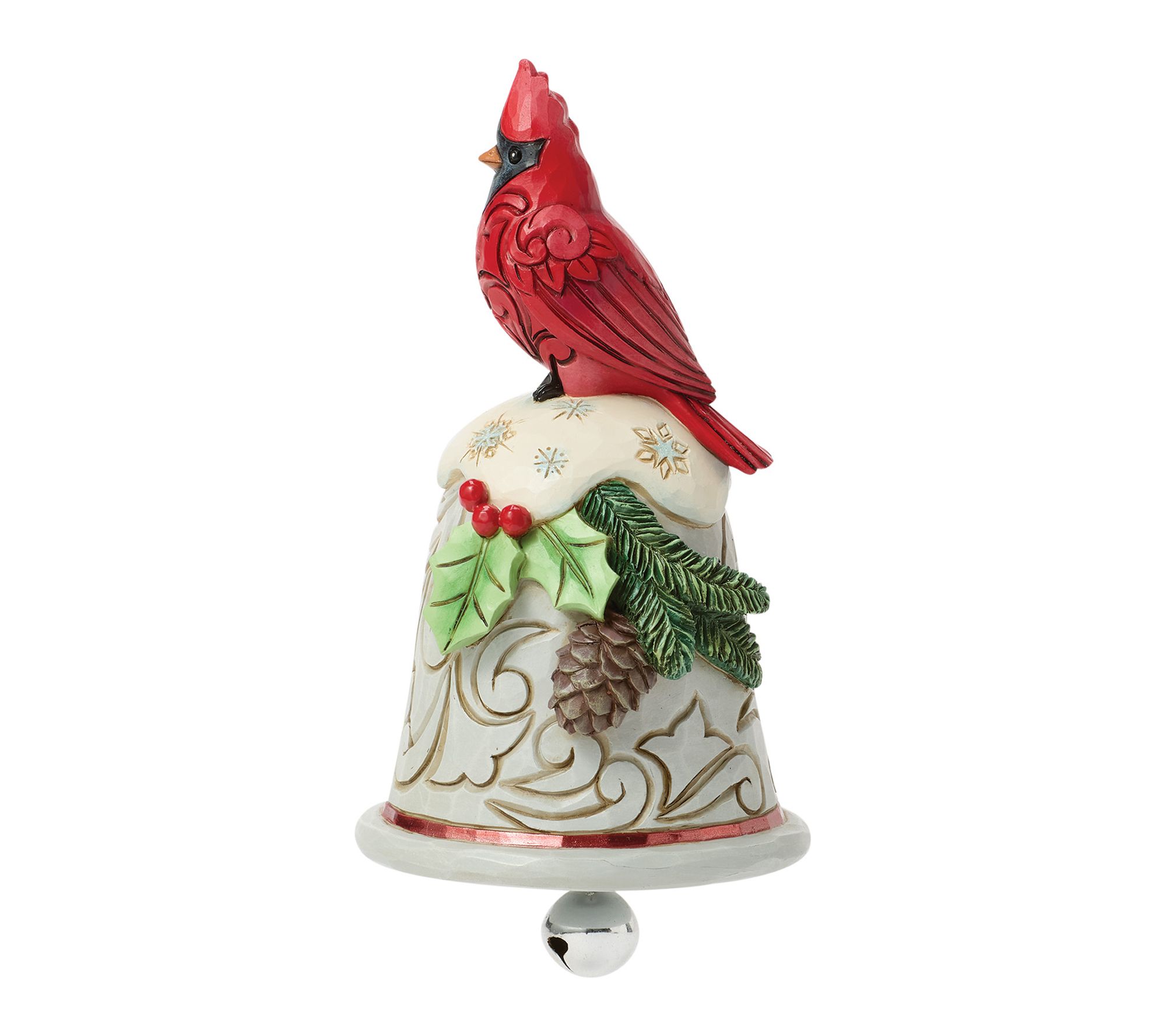 Jim Shore Heartwood Creek Cardinal Perched on Bell Pint Size