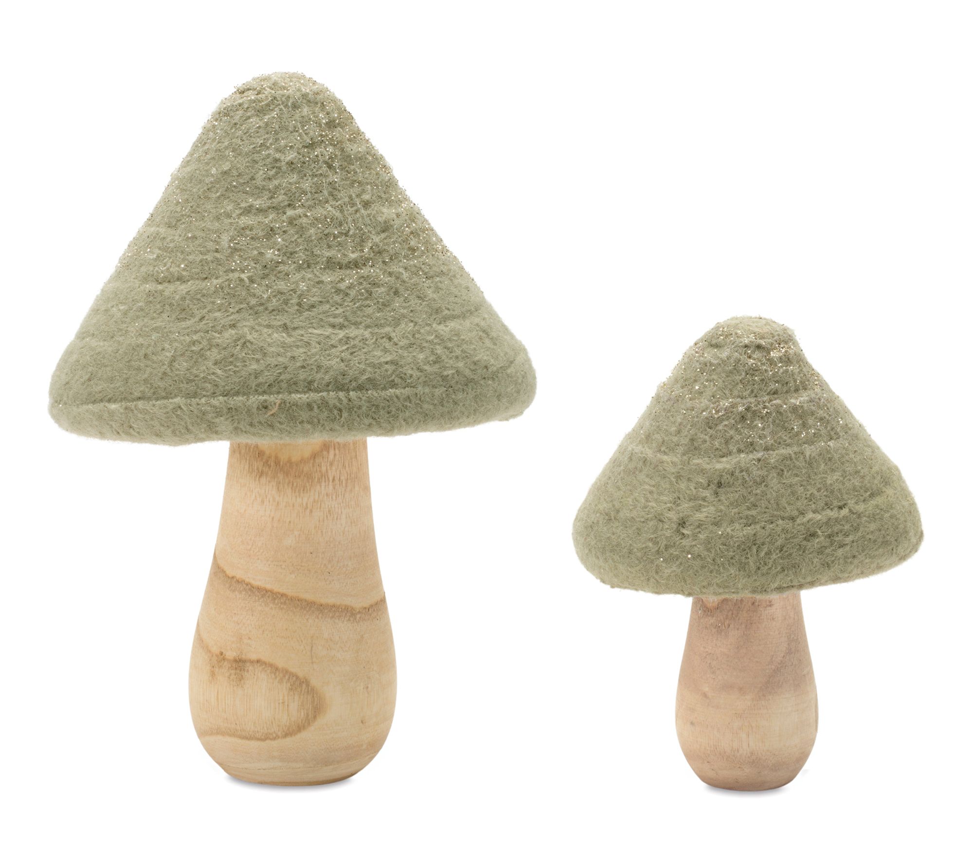 Melrose Glittered Wool Mushroom Decor (Set of 2)