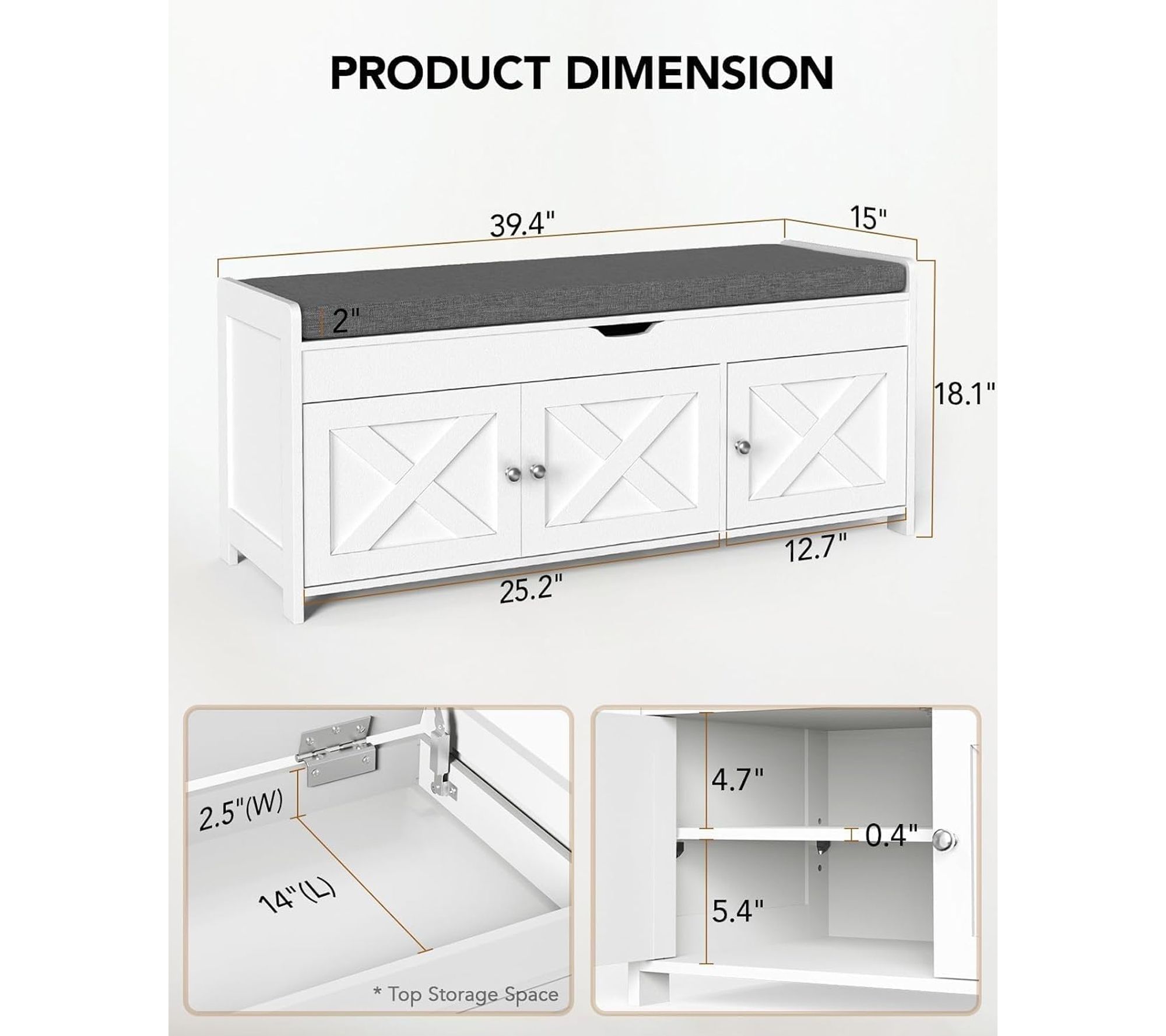 Pipishell 2 -Tier Shoe Storage Bench with Cushioned Seat, White | QVC