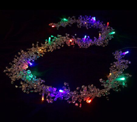 Battery Operated Prelit Beaded Iced Garland by Valerie - QVC.com