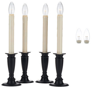 Set of 4 Window Candles with Timers & 2 Extra Bulbs by Valerie - H213886