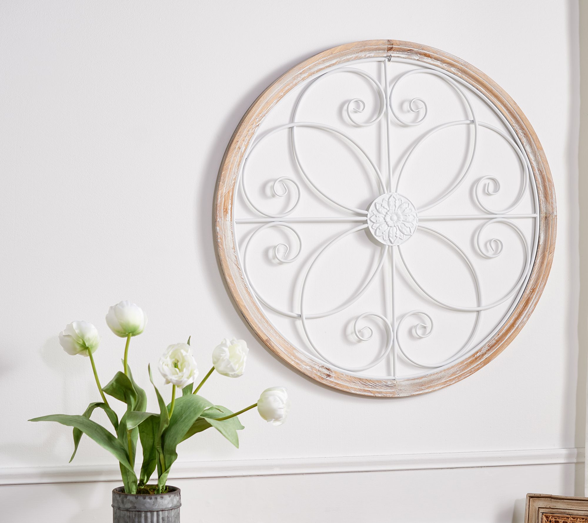 Indoor Outdoor Metal And Wood Round Wall Art By Valerie Qvc Com