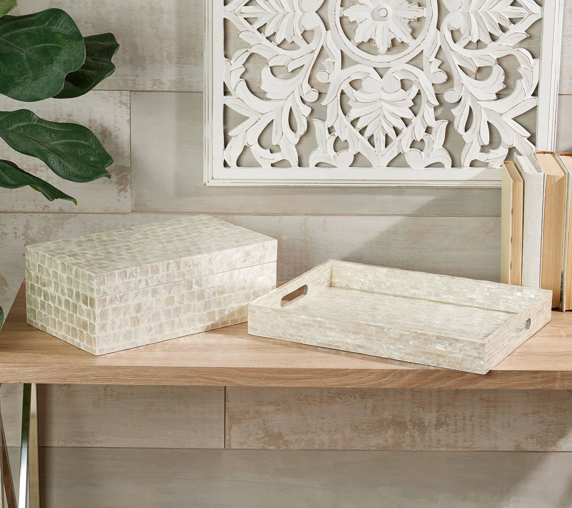 Decorative Capiz Design Keepsake Box or Tray by Valerie