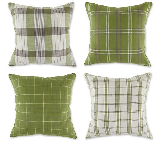 Design Imports Set of 4 Mixed Plaid Pillow Covers 18" x 18"