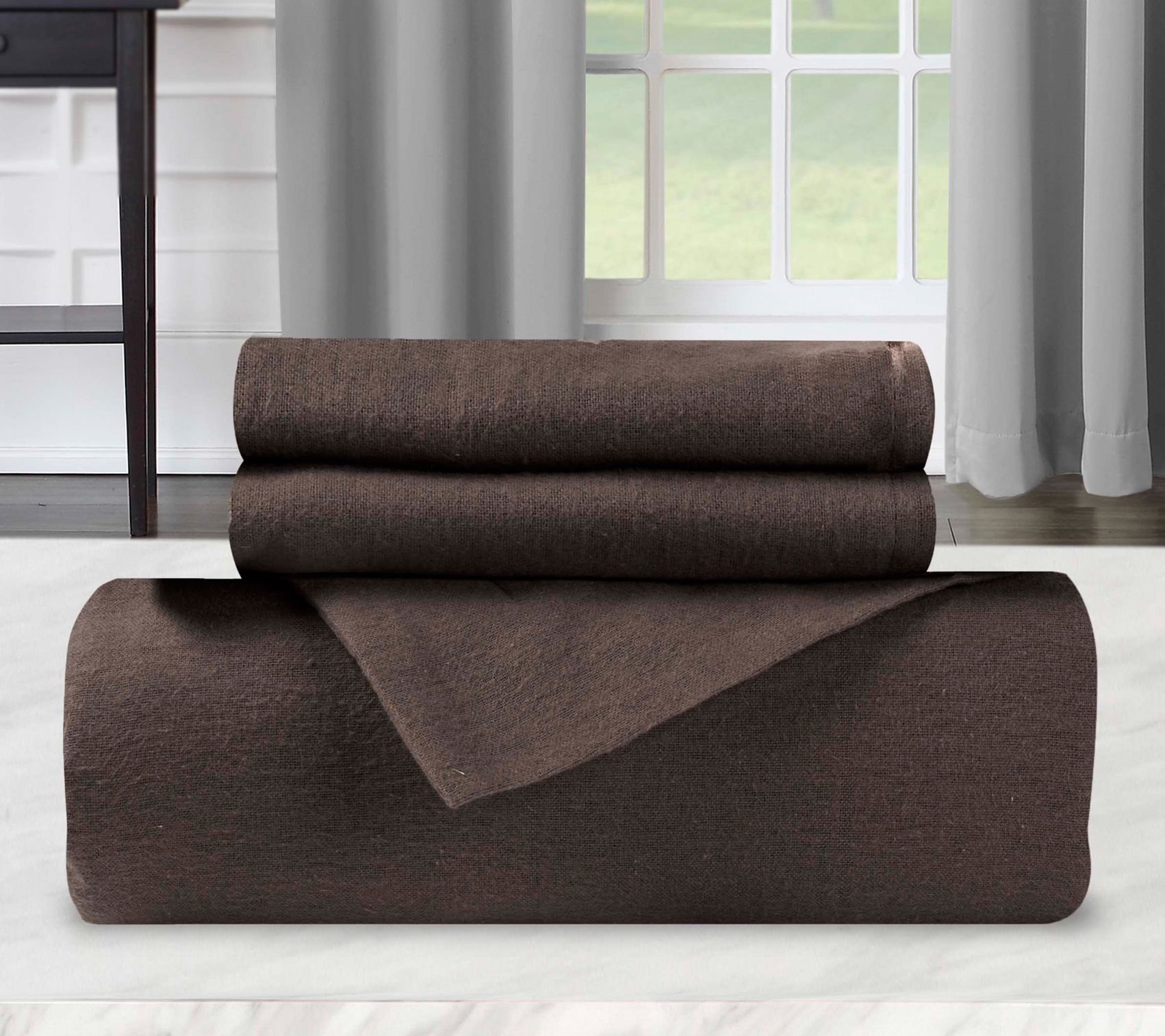 Superior Cotton Flannel Solid Duvet Cover Set,win