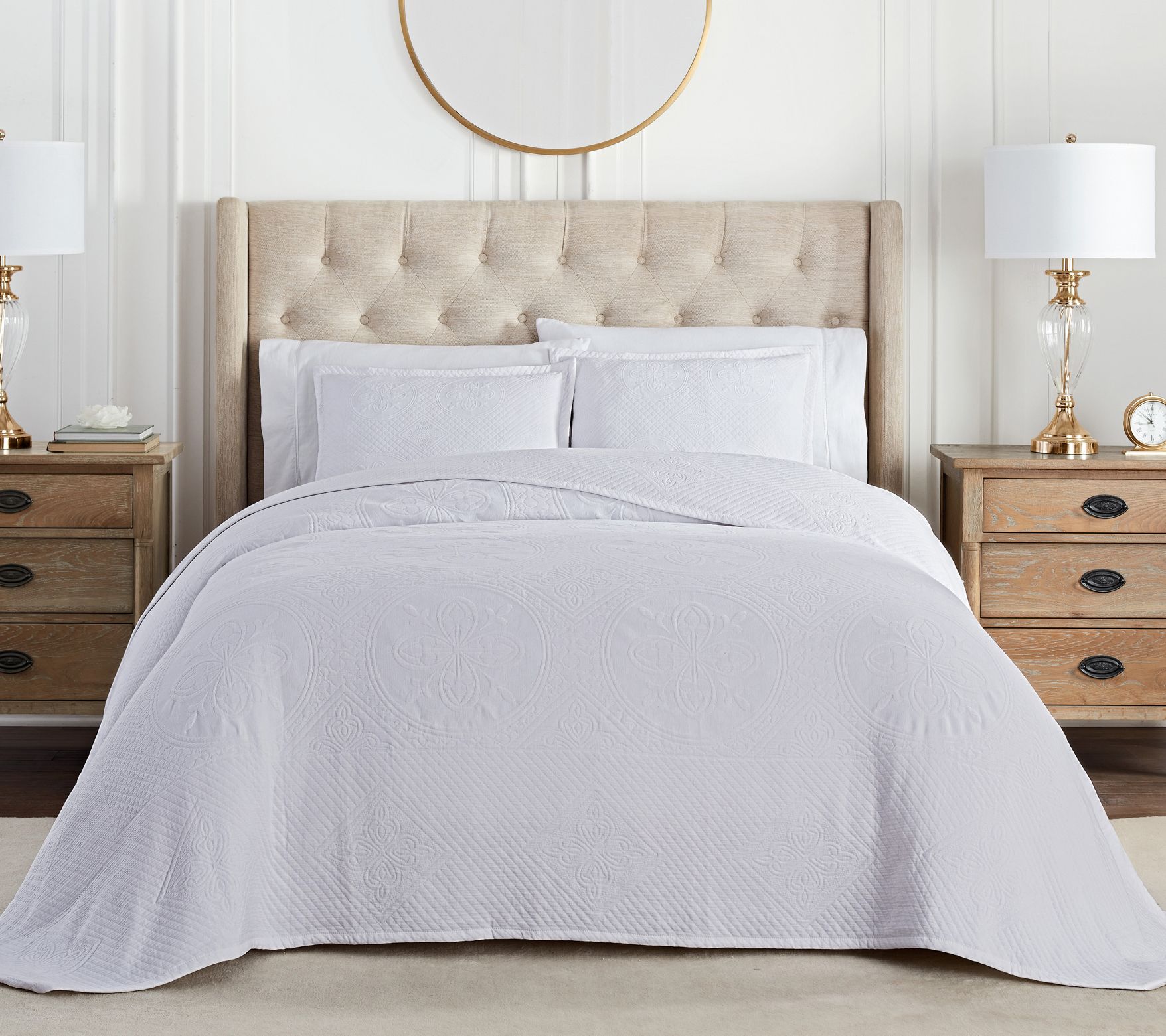 Waverly Matelasse Twin Cotton Oversized Bedspread Set Grey