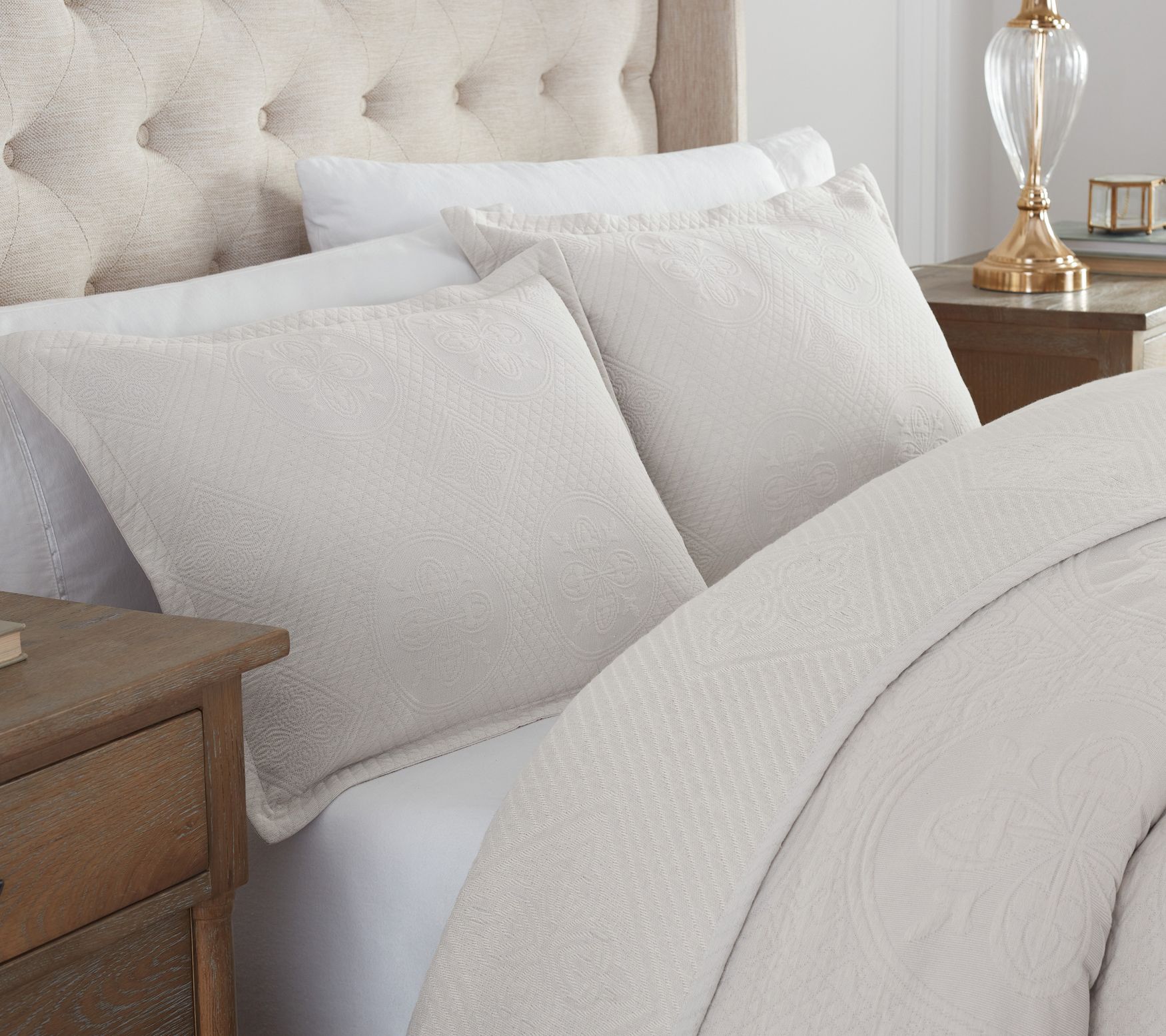 Waverly Matelasse Twin Cotton Oversized Bedspread Set Grey