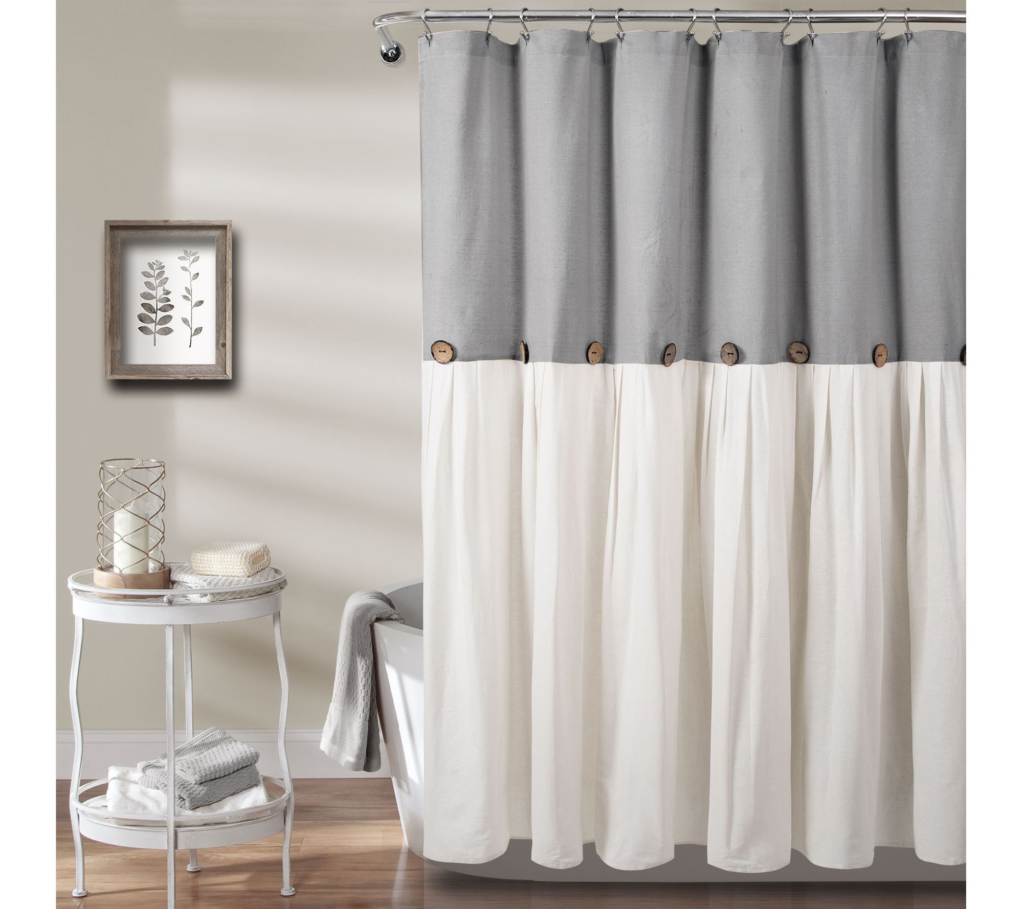 Linen Button Shower Curtain 72" x 78" by Lush Decor