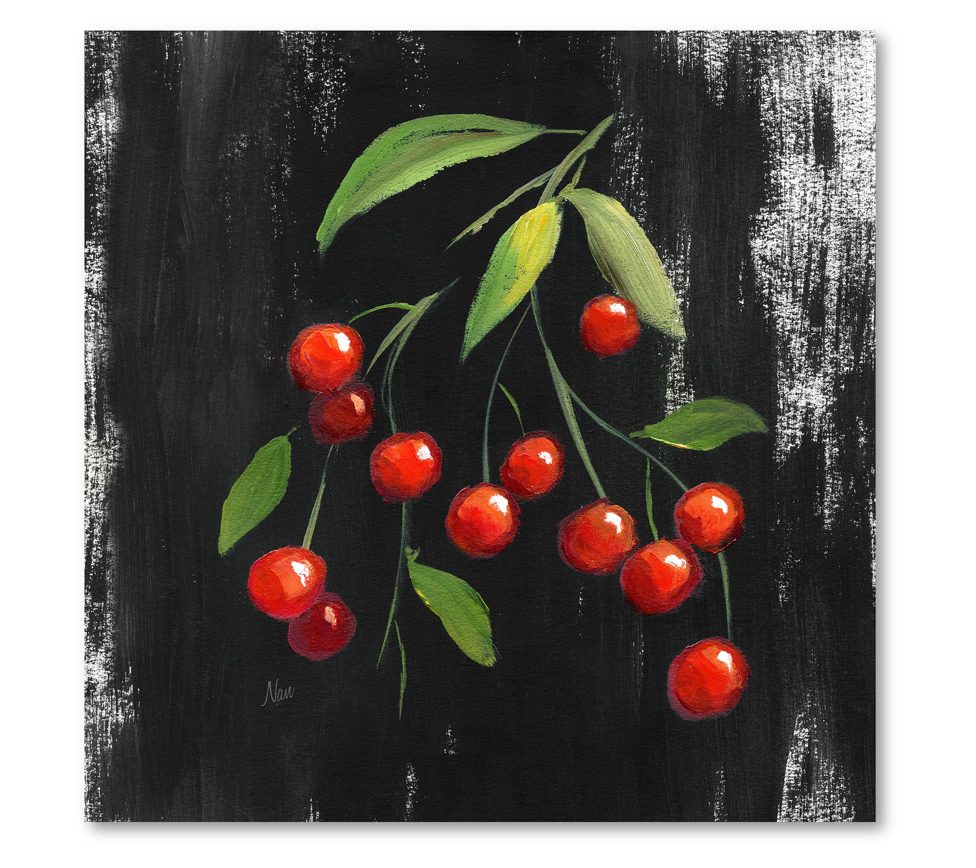 Courtside Market Chalkboard Cherries 16x16 Canvas Wall Art