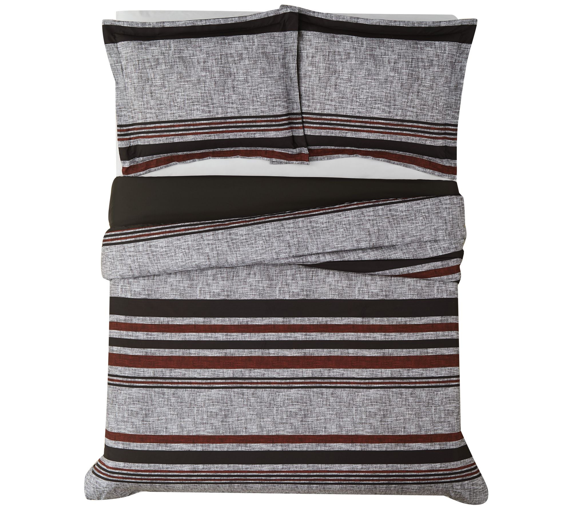 London Fog Warren Stripe King 3Piece ComforterSet