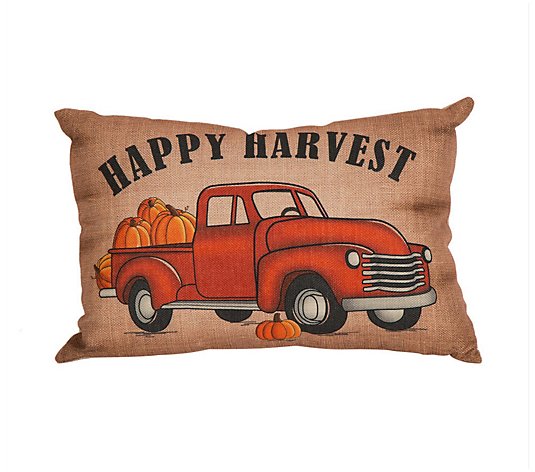 Glitzome Faux Burlap Happy Harvest Decorative Pillow Cover