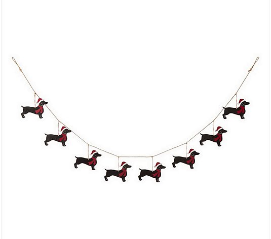 Glitzhome Dachshund Dog Metal Hangning Christmas Garland