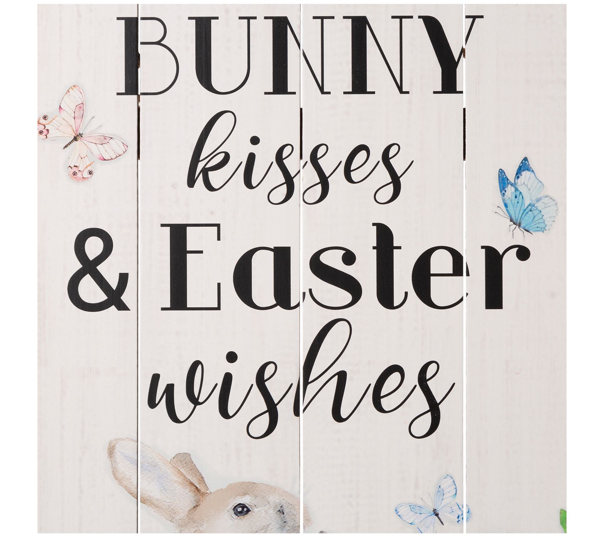 Glitzhome Bunny Kisses and Easter Wishes Shiplap Wall Hanging - QVC.com