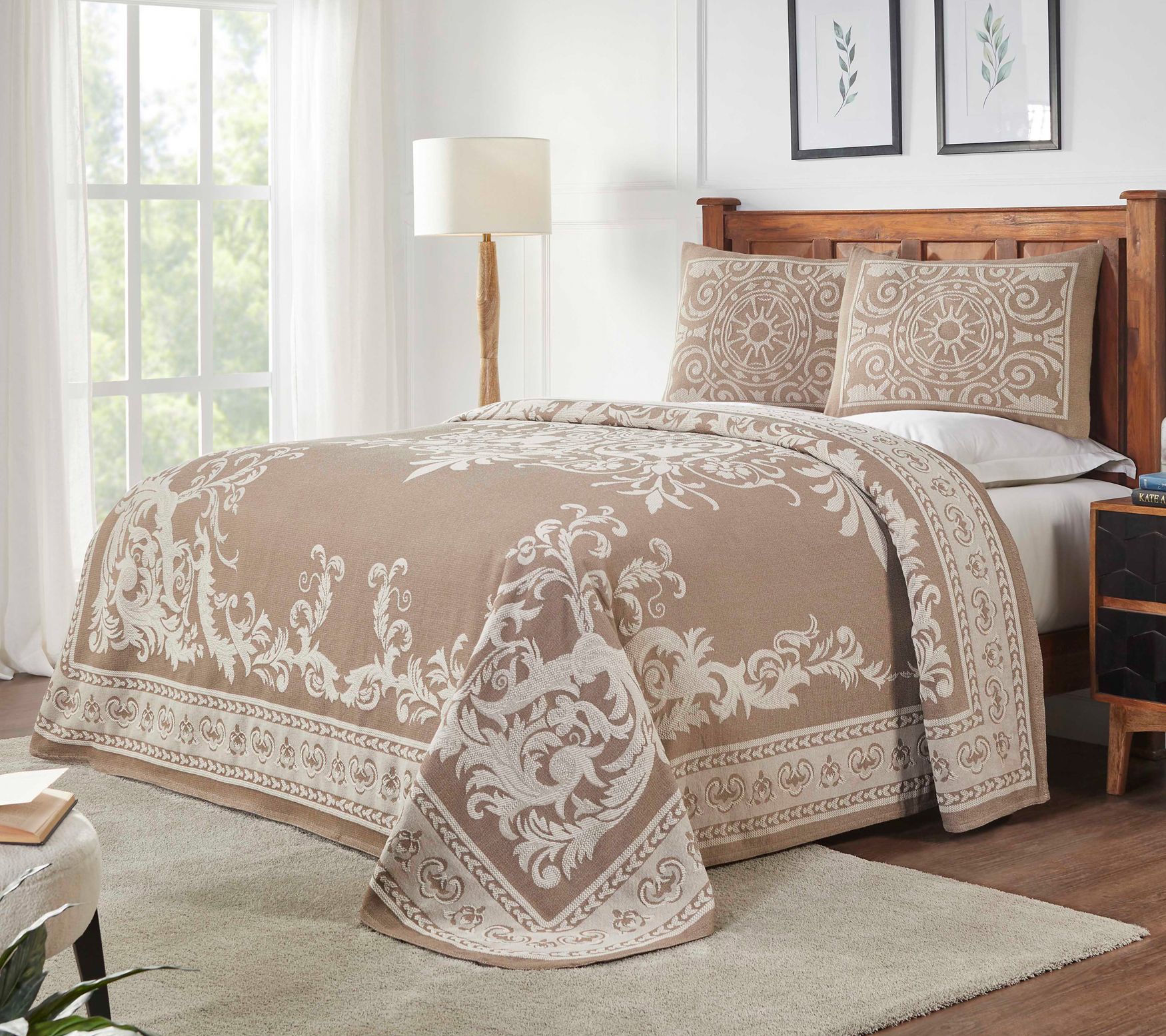 Superior Cotton Blend Oversized Bedspread and Sham Set, Twin