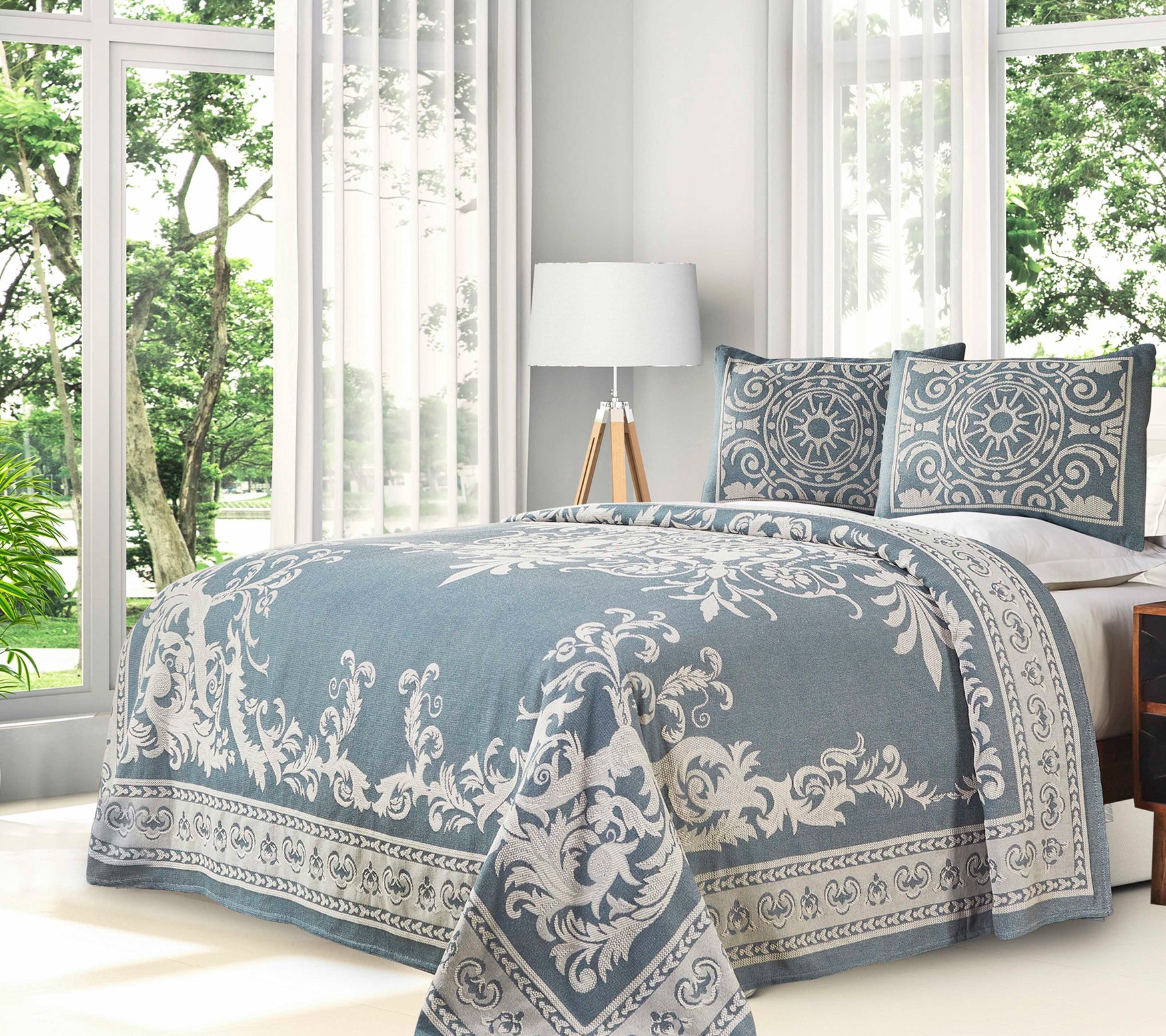 Superior Cotton Blend Oversized Bedspread and Sham Set, Twin