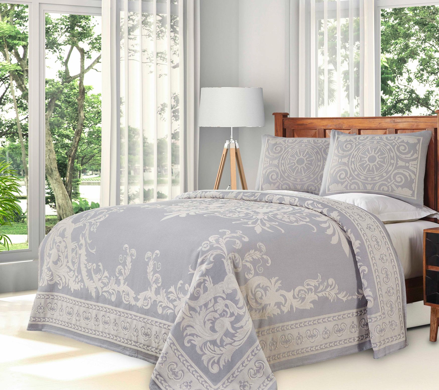 Superior Cotton Blend Oversized Bedspread and Sham Set, Twin