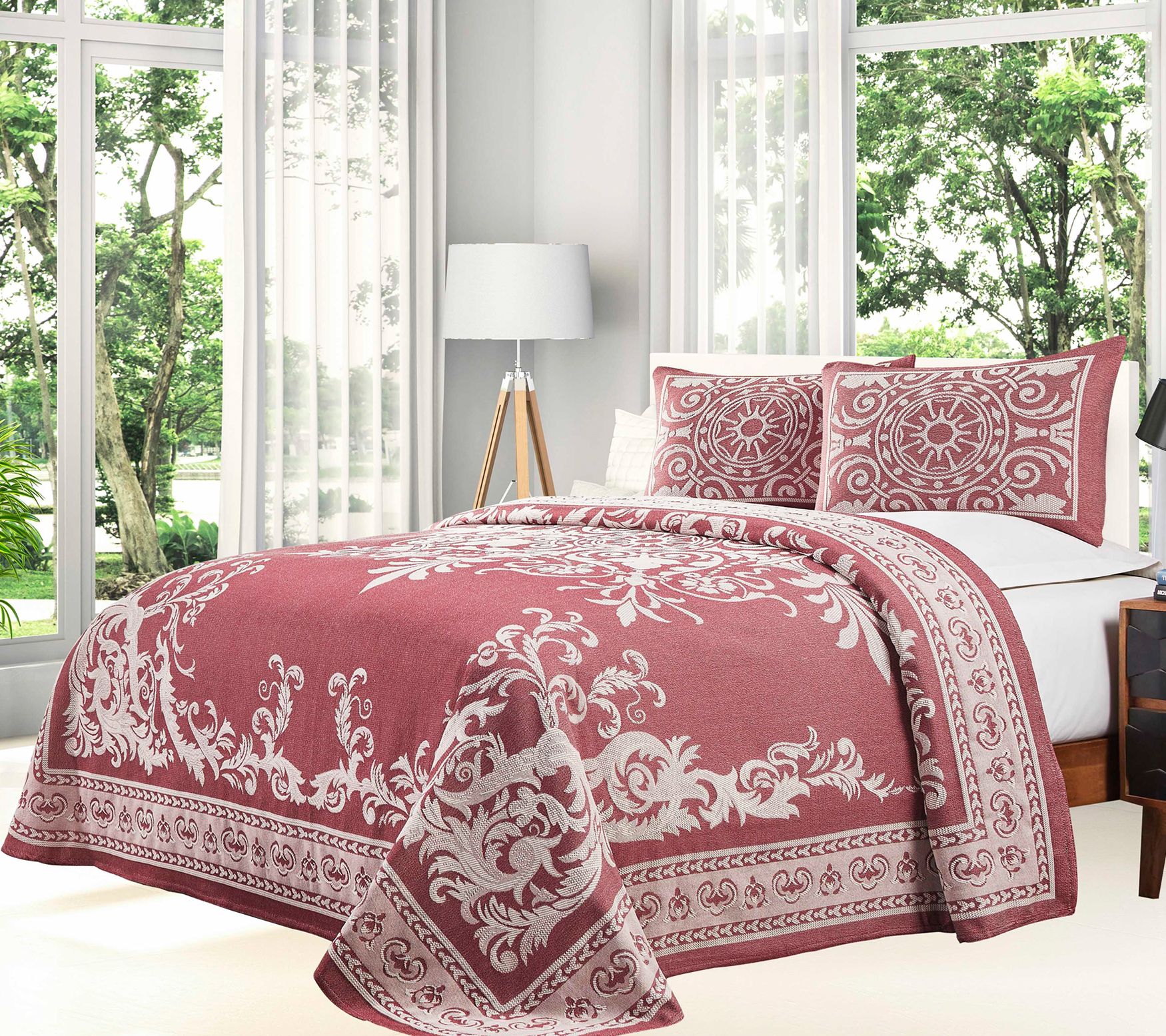 Superior Cotton Blend Oversized Bedspread and Sham Set, Twin