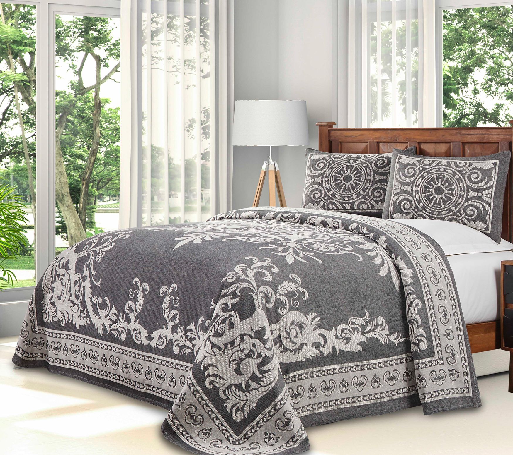 Superior Cotton Blend Oversized Bedspread and Sham Set, Twin