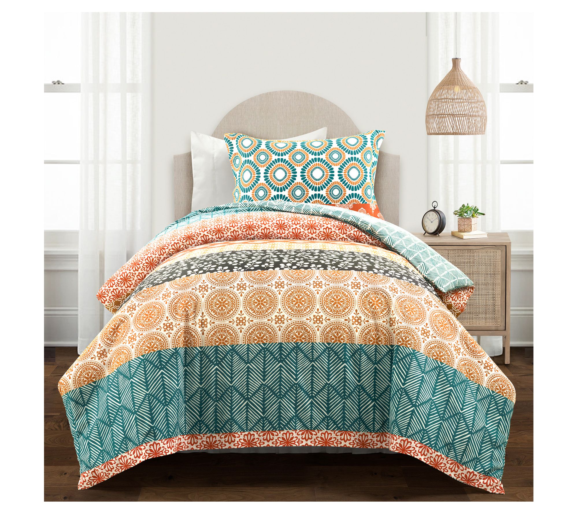 Lush Decor Bohemian Stripe Duvet Cover 2Pc Twin-XL