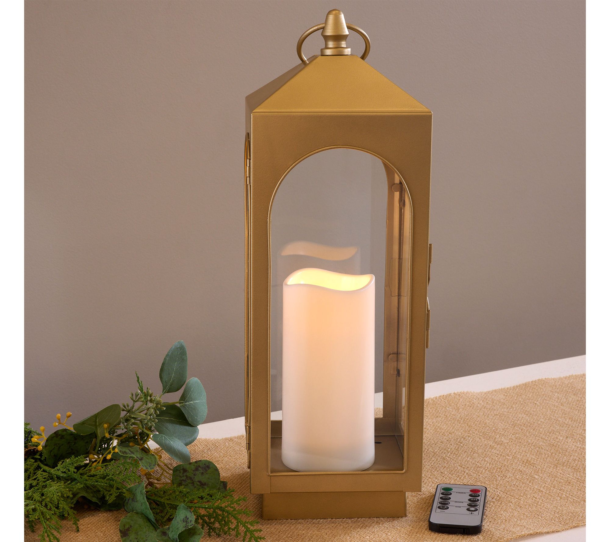 Home Reflections Set of (2) 10 Indoor/OutdoorMetal Lanterns ,Brass