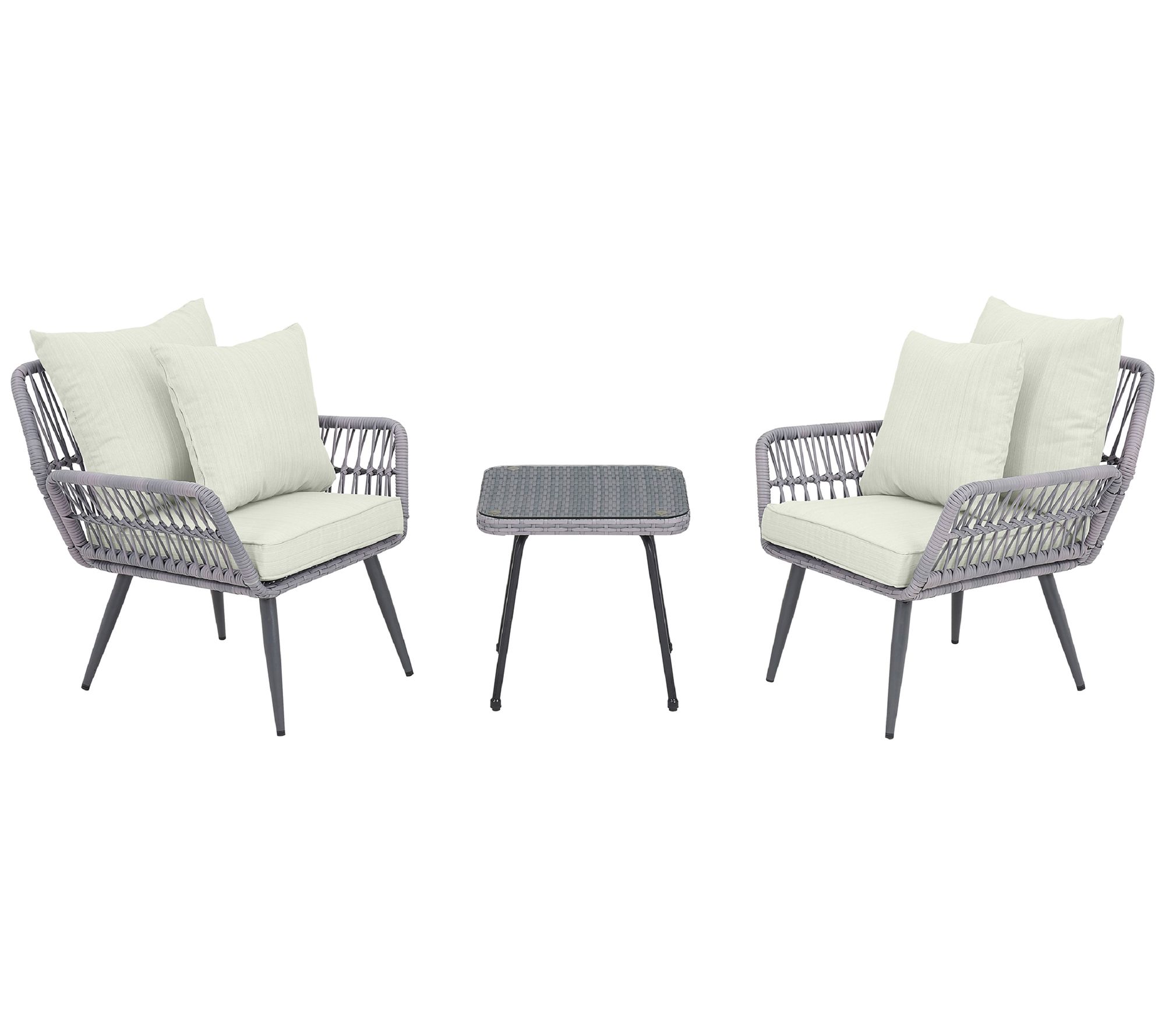 Cannes Rope Wicker 3-Piece Patio Conversation Set with Cushion