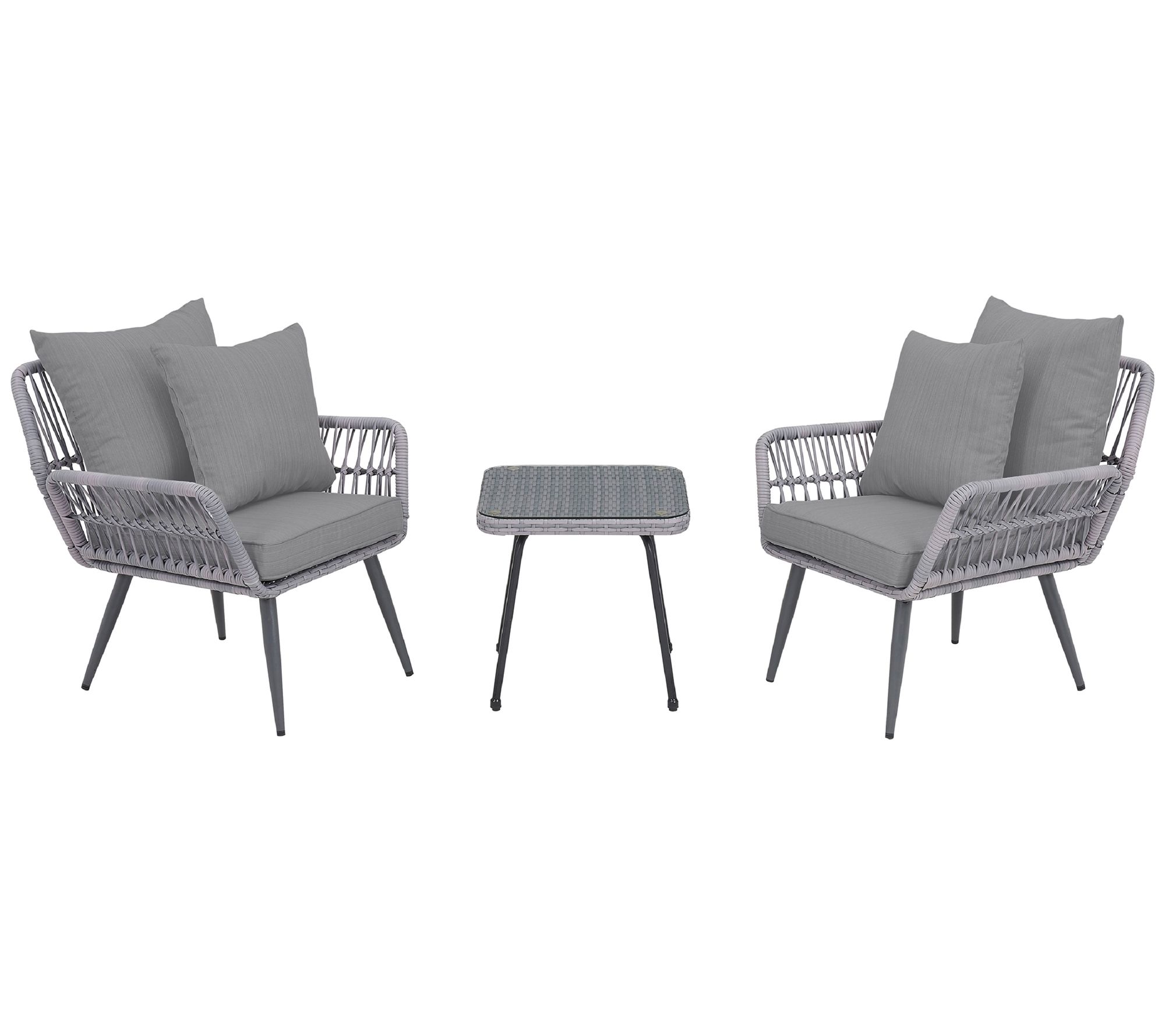 Cannes Rope Wicker 3-Piece Patio Conversation Set with Cushion