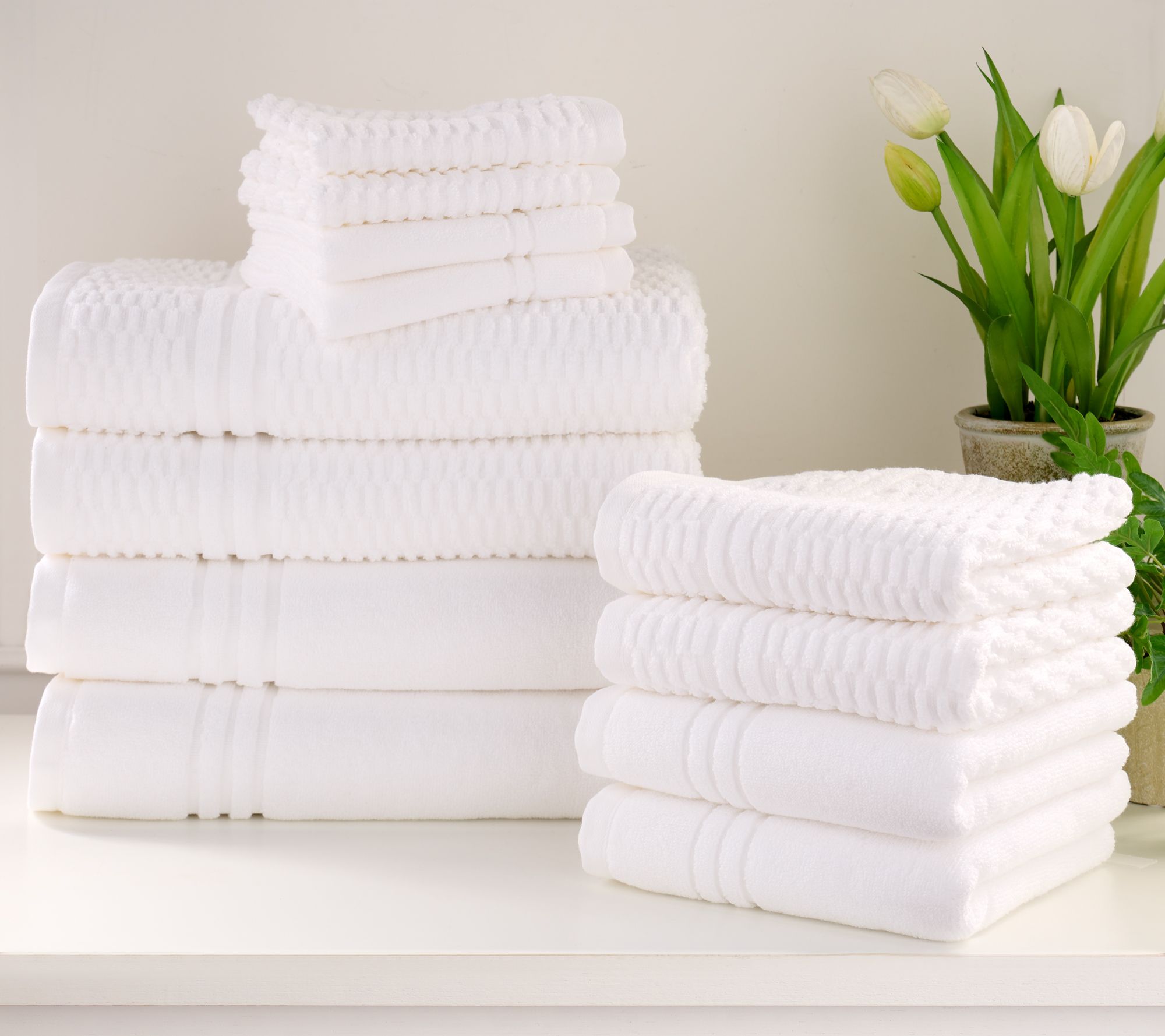 Home Reflections 100% Cotton Solid & Texture 12-pc Towel Set