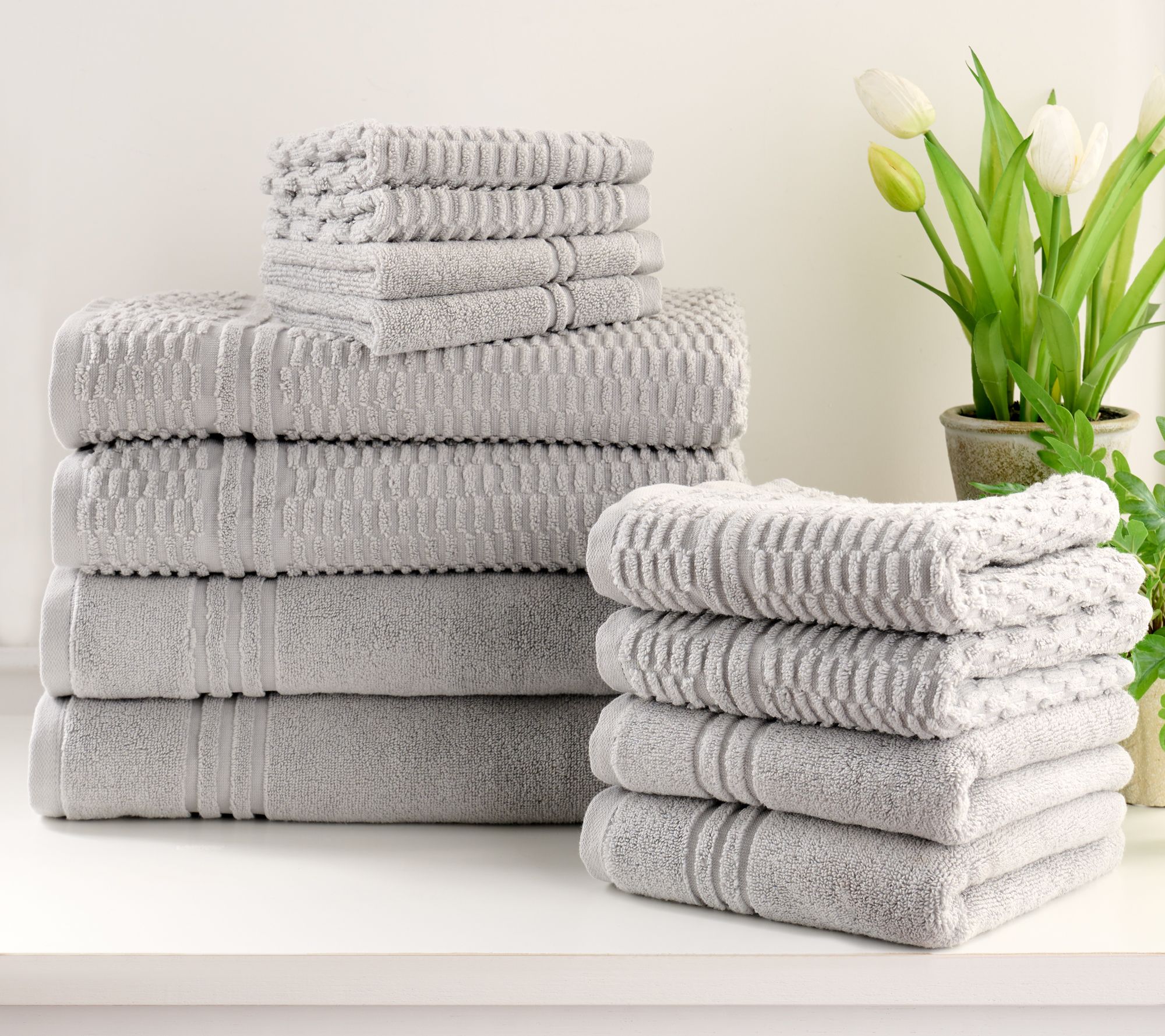 Home Reflections 100% Cotton Solid & Texture 12-pc Towel Set
