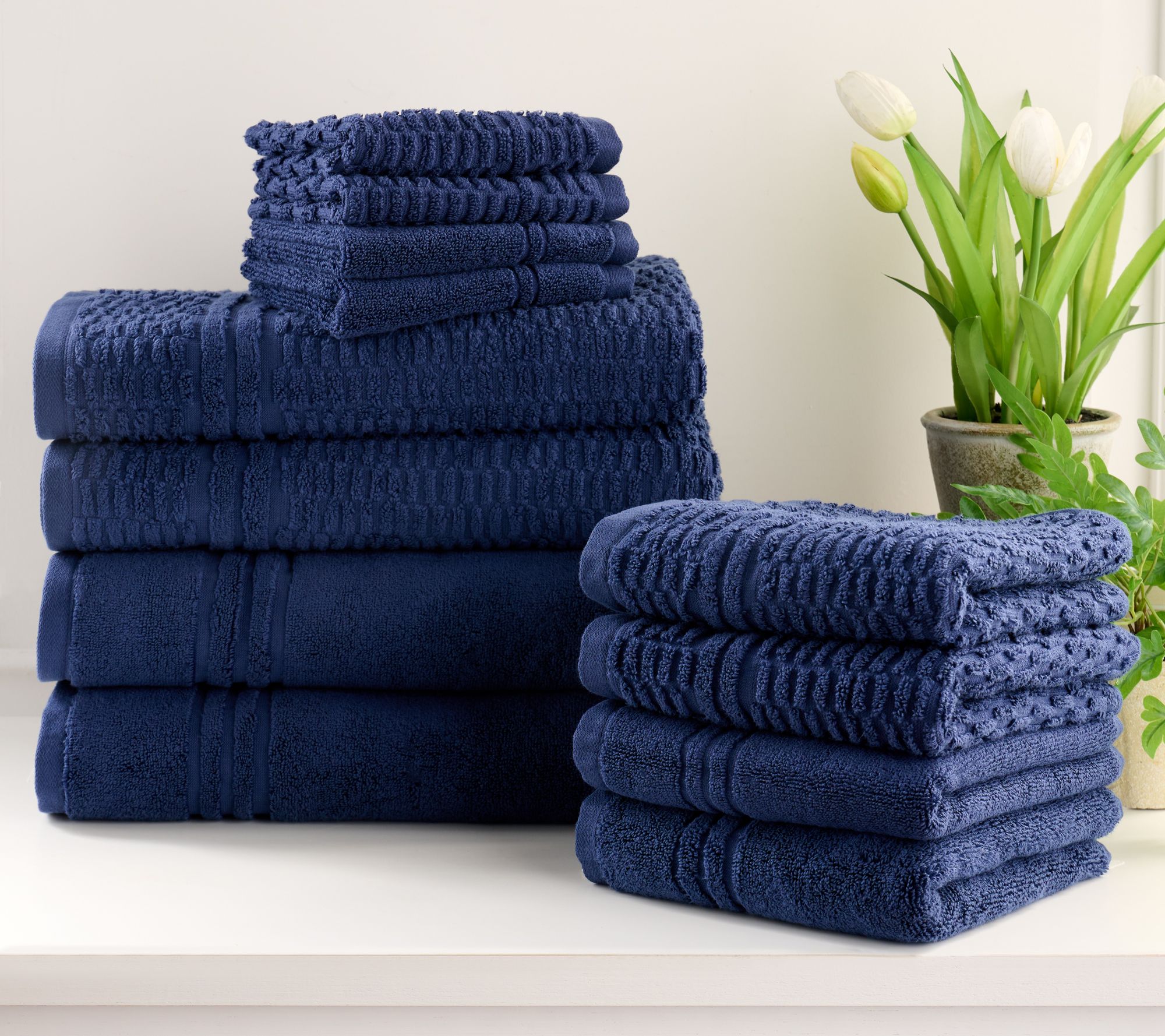 Home Reflections 100% Cotton Solid & Texture 12-pc Towel Set