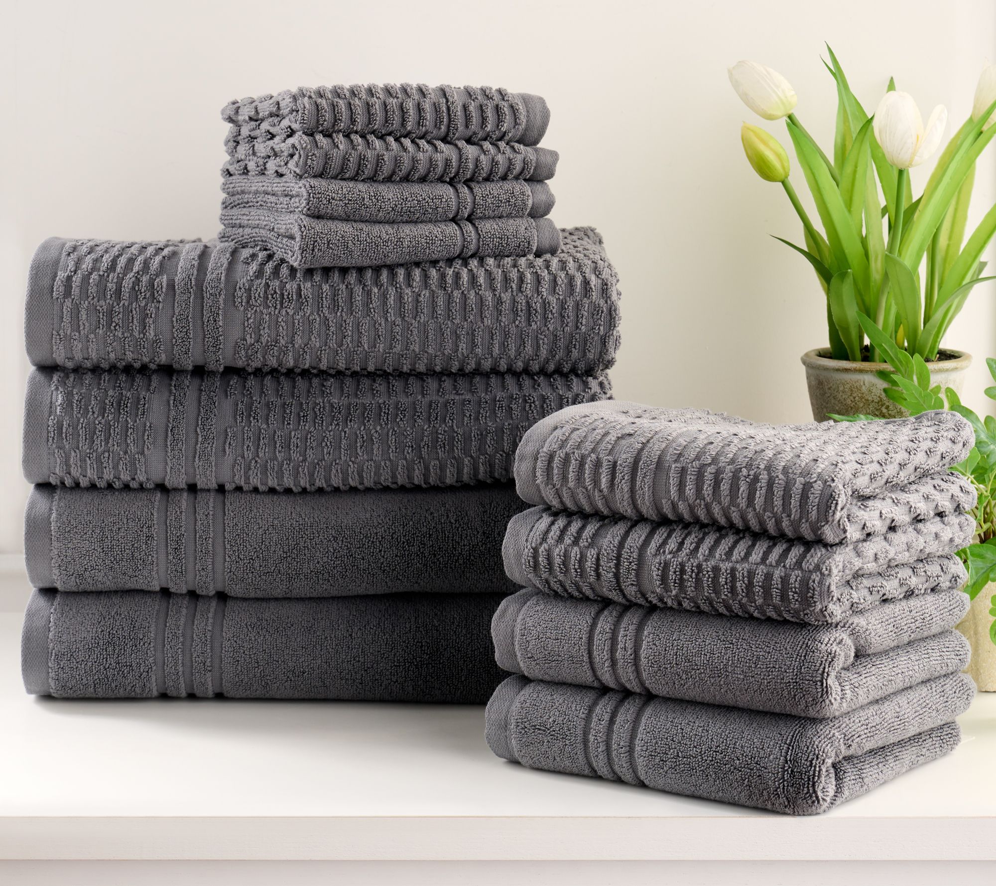 Home Reflections 100% Cotton Solid & Texture 12-pc Towel Set