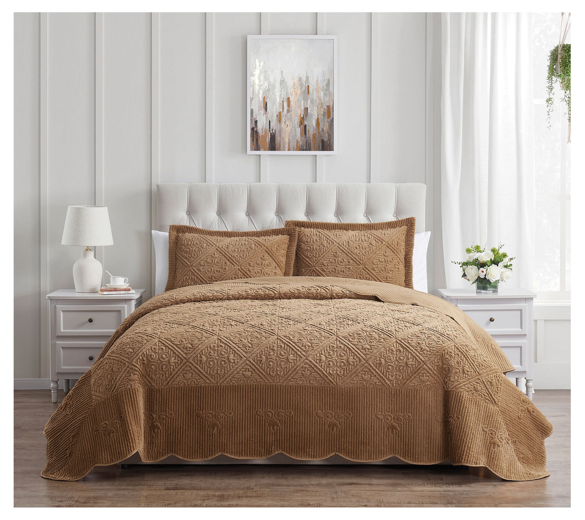 VCNY Home Westland Quilted Plush Bedspread Set,  Full