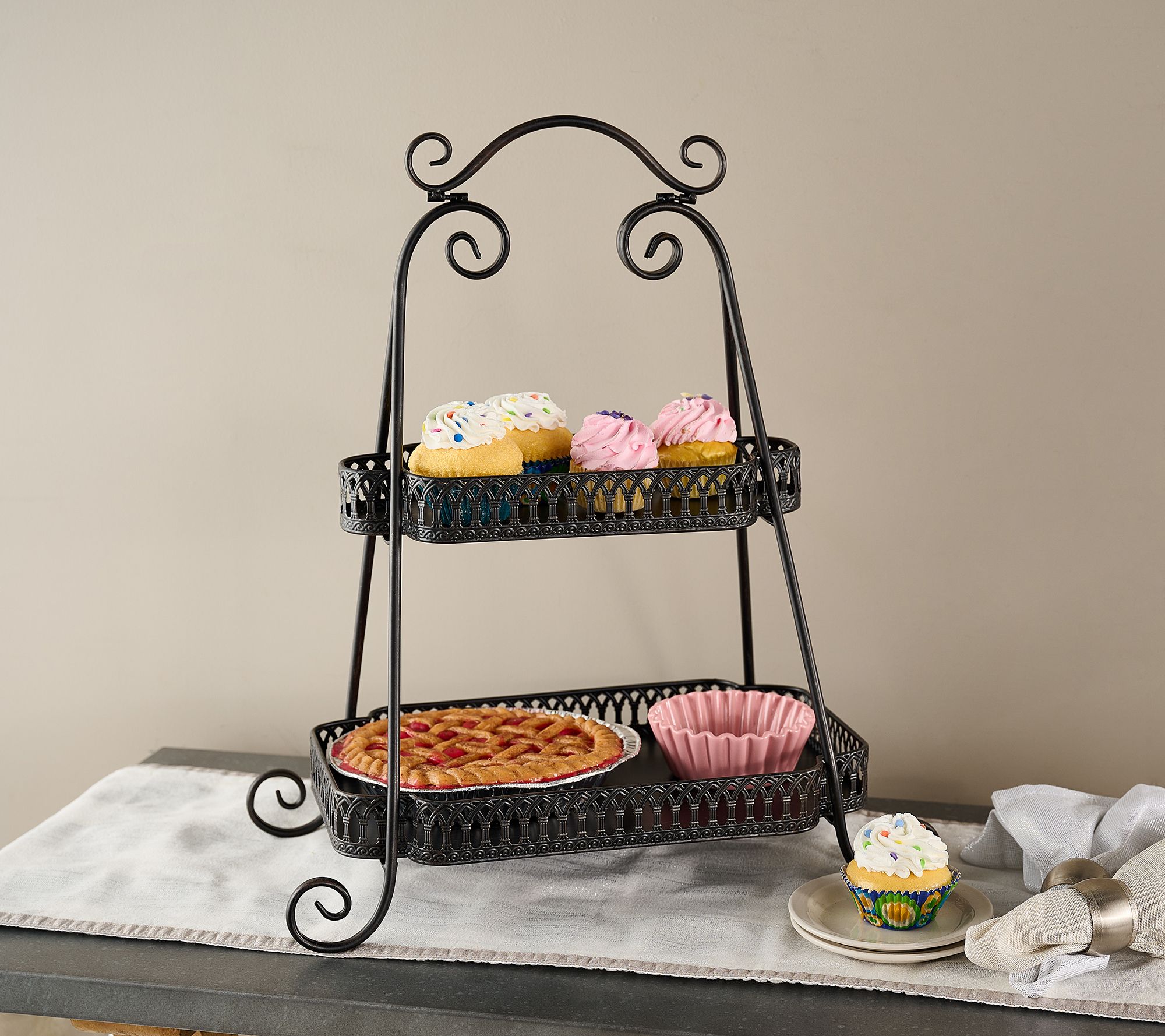 Two-Tier Metal Display with Handle by Valerie